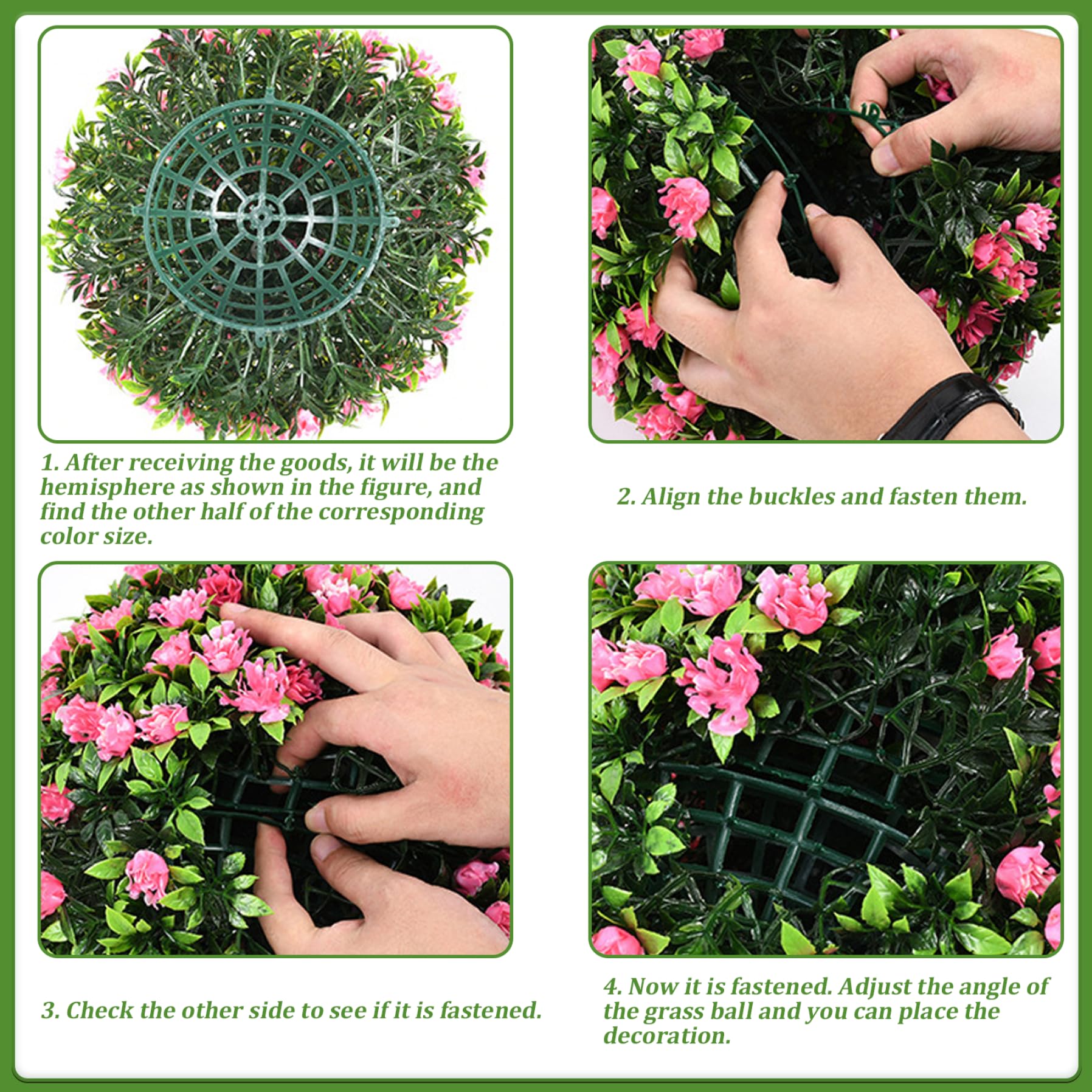 Palline di fiori da 12 pollici in plastica decorativa da appendere in finto bosso topiaria resistente ai raggi UV per la festa di nozze sul balcone del cortile