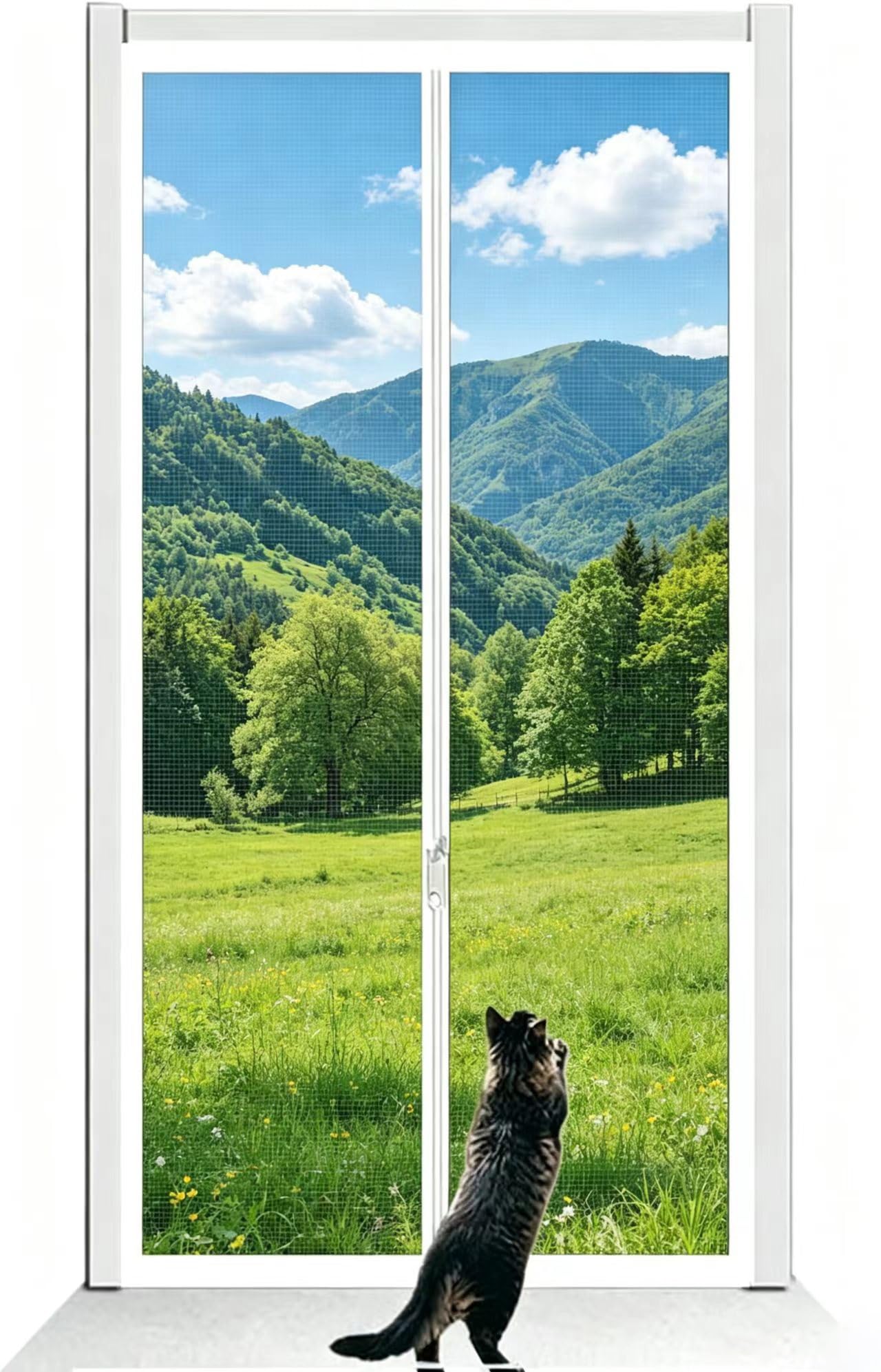 Reinforced Cat Screen Door - Heavy Duty Anti-Pet Mesh Gate With Zipper For Home Use (90 X 210cm)(100x210cm)