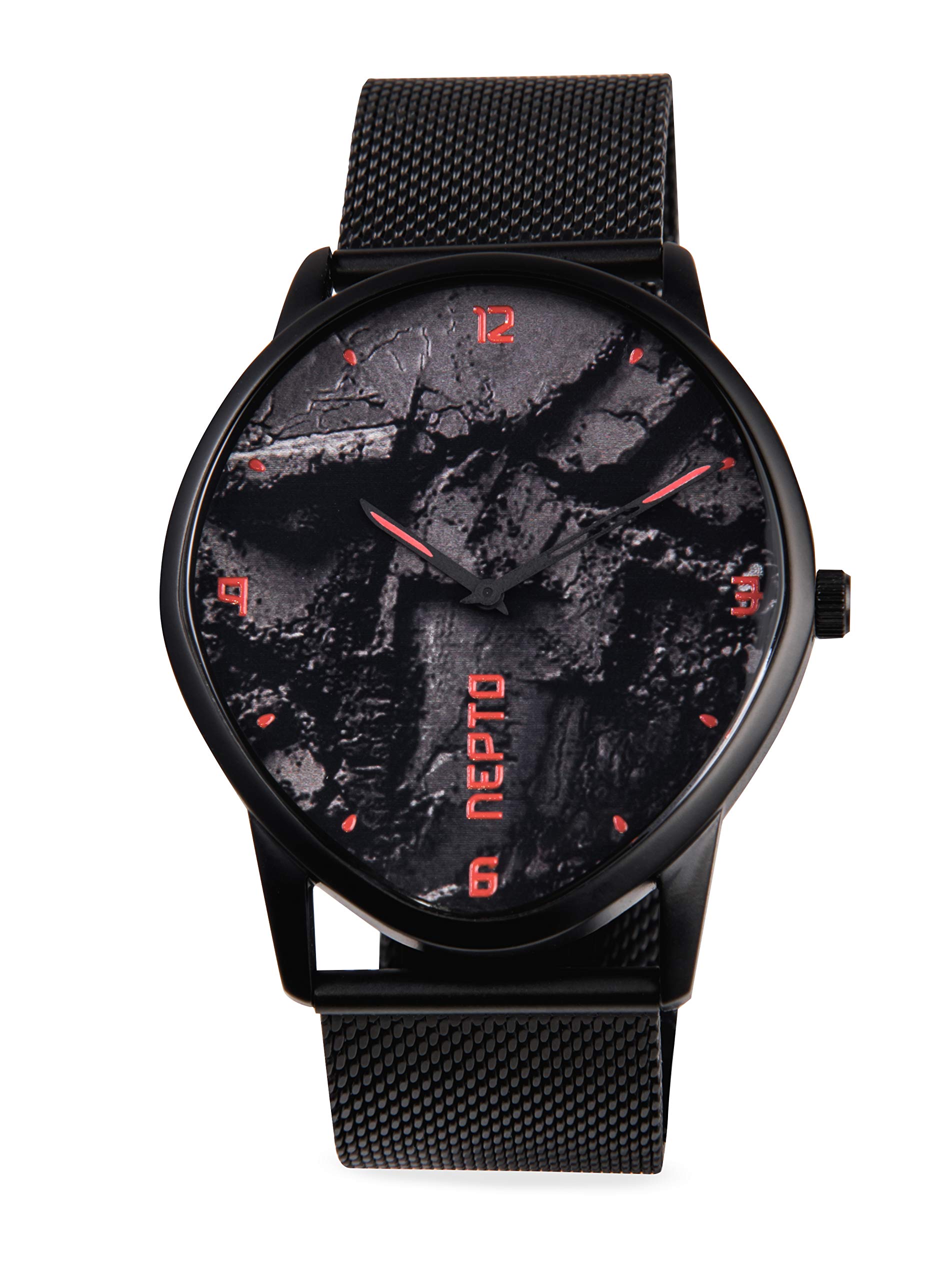 Orologio al quarzo da uomo, con cinturino in maglia milanese – NEPTO Dark Side