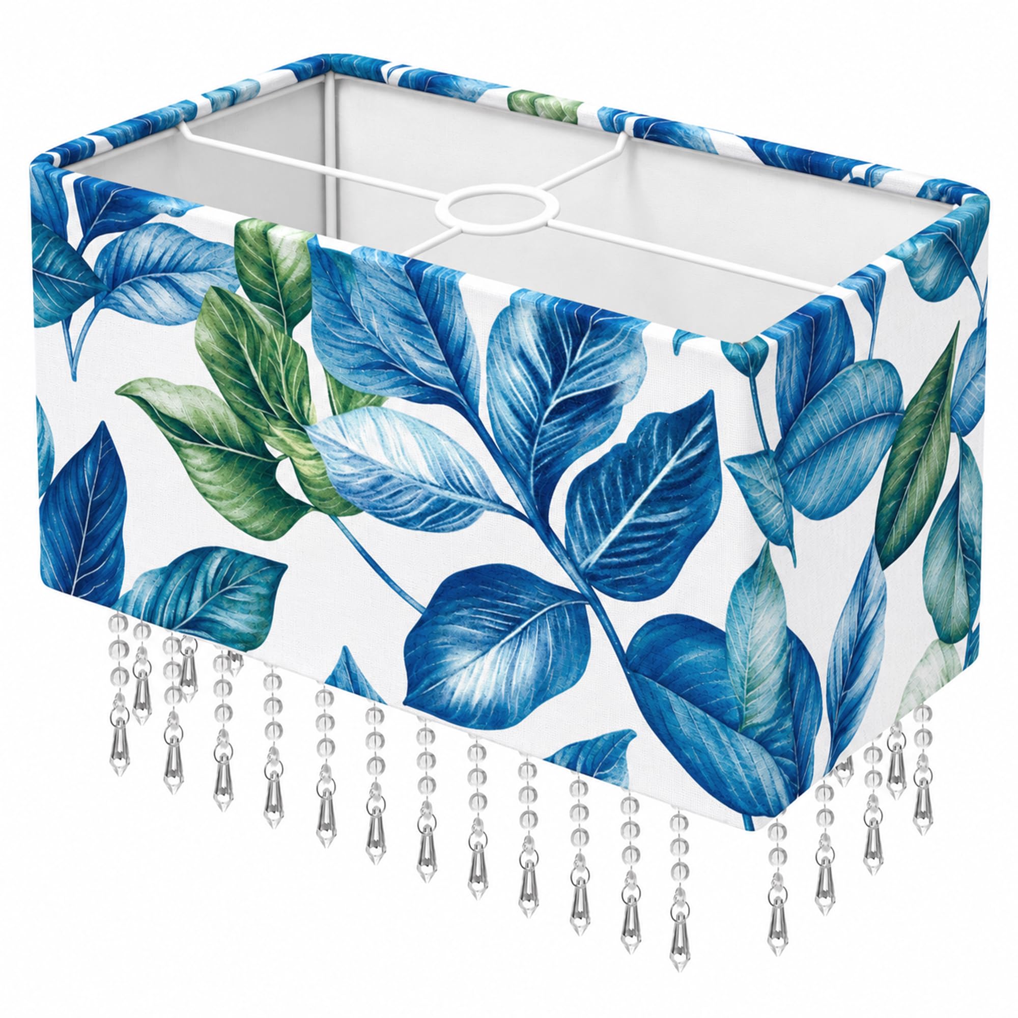 Rectangular Light Shade with Acrylic Droplet, Tropical Leaf, L — image 1