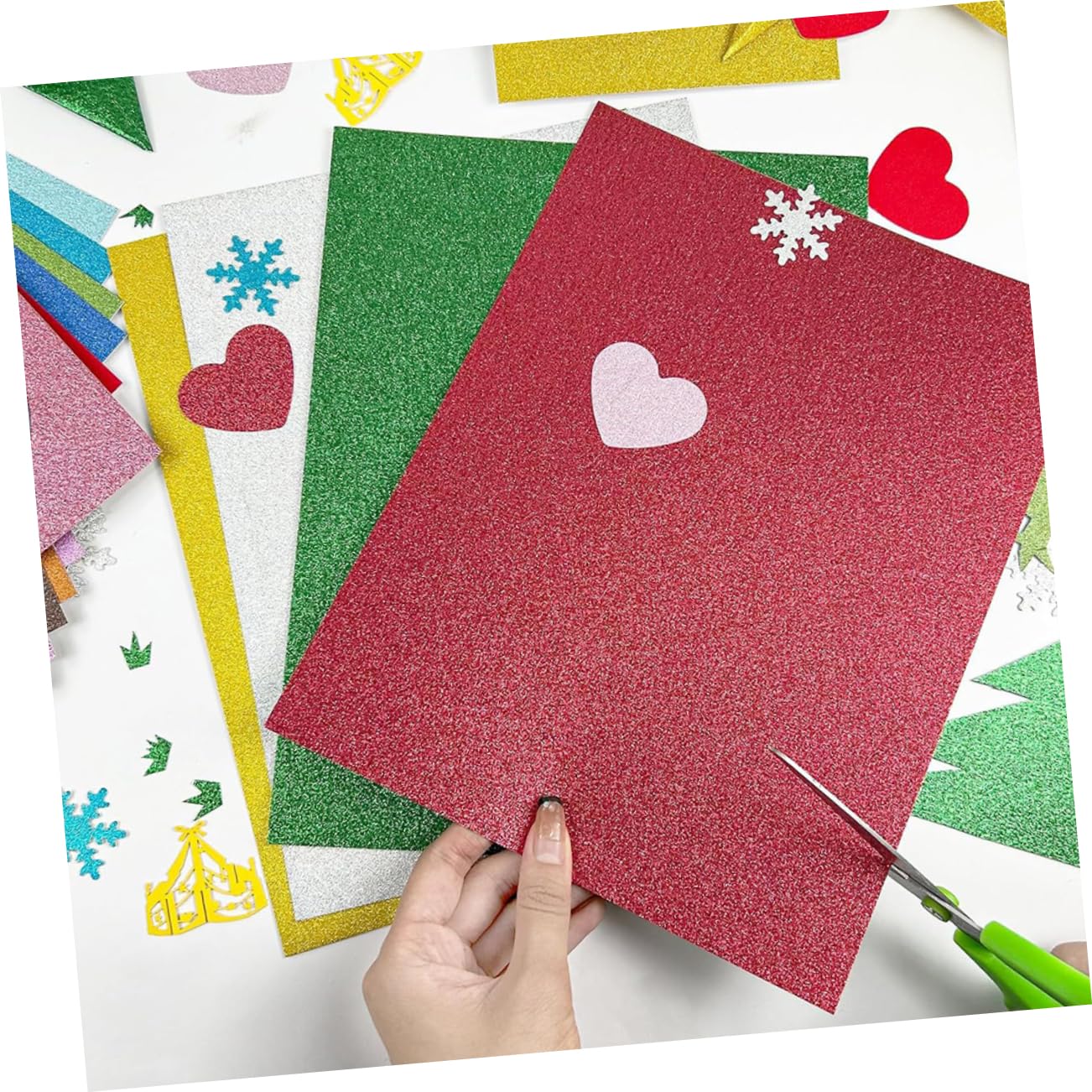 ARTIBETTER Carta Cartoncino Glitterata A4 per Progetti Artistici Te 50 Pezzi Resistente allo Sbiadimento e Strappi per Scrapbooking e Decorazioni