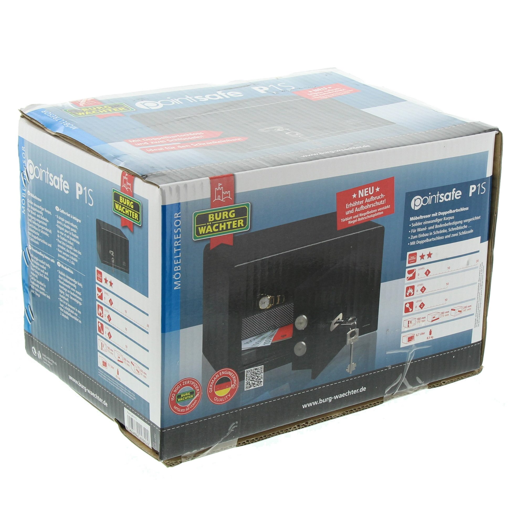 BURG-WÄCHTER Sejf meblowy na klucz, Point-Safe, 6,7 l, 8,0 kg, P 1 S, Czarny