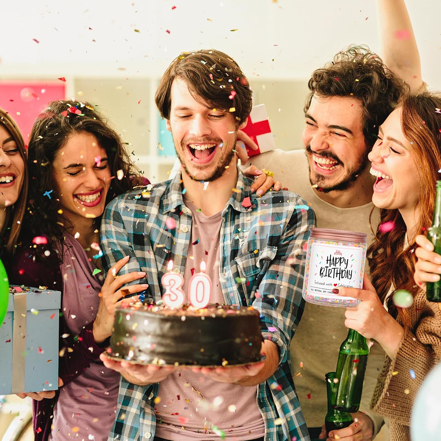 Homsolver Happy Birthday Candles Gifts for Women - Vanilla Birthday Cake Scent with Sprinkles Birthday Gifts for Women - Birthday Candles for Women, Happy Birthday Aromatherapy Candles Handmade - Image 7