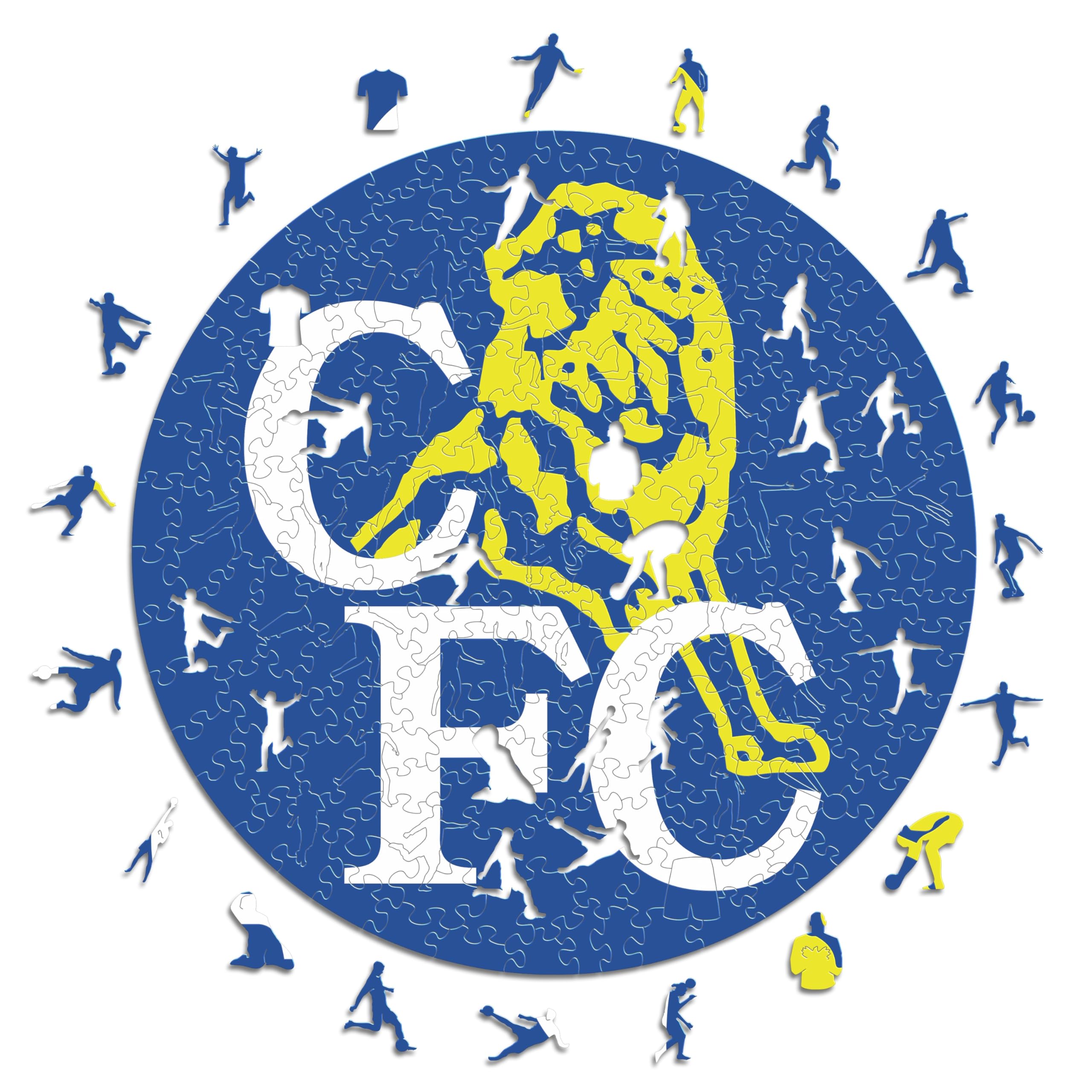 Iconic Puzzles - Chelsea Retro Logo, 100% eco-sustainable wooden puzzle with official license, size S, 150 pieces
