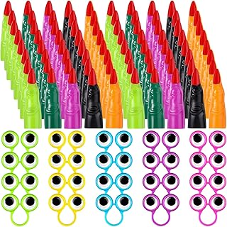 Halloween Witch Fingers and Googly Eye Rings, Wiggly Eyeball Ring Googly Eye Rings Eye Finger Puppets Martian Witches Fingers for Halloween Party Favor Cosplay (80)