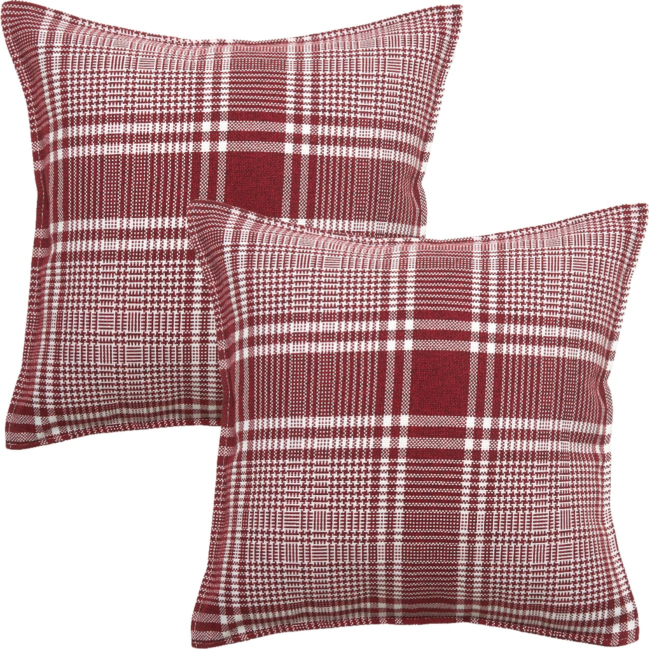 HOMTRYLIC Cushion Covers Set of 2 Decorative Gingham Plaid Throw Pillow Covers 50x50cm Linen Cushion Pillow Cases Vintage Boho Pillowcase for Sofa Bedroom Home Decor, Red โ image 1