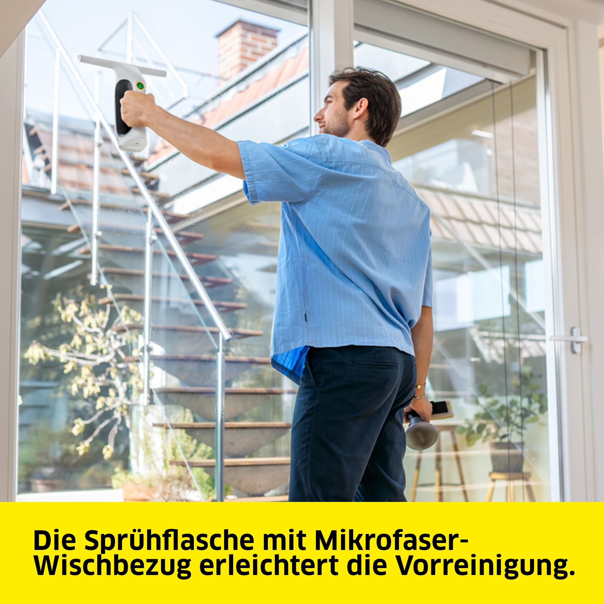 Kärcher Akku-Fenstersauger WV 2 Universal Care, Akkulaufzeit: 35 min., Schmutzwassertank: 120 ml, Sprühflasche mit Mikrofaser-Wischbezug, 20 ml Fensterreiniger, USB-C-Port