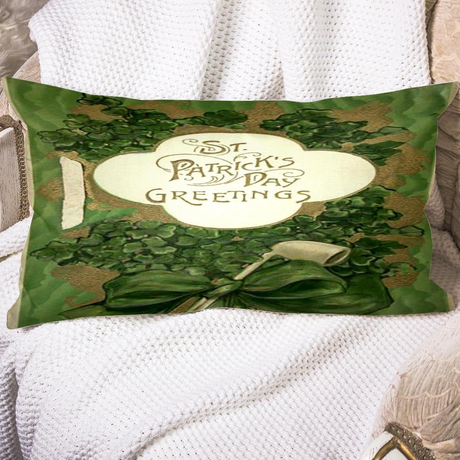St. Patricks Day Kissenbezüge – 2er Set, 45,7x45,7 Cm, Kleeblatt-Design, Baumwollmischung