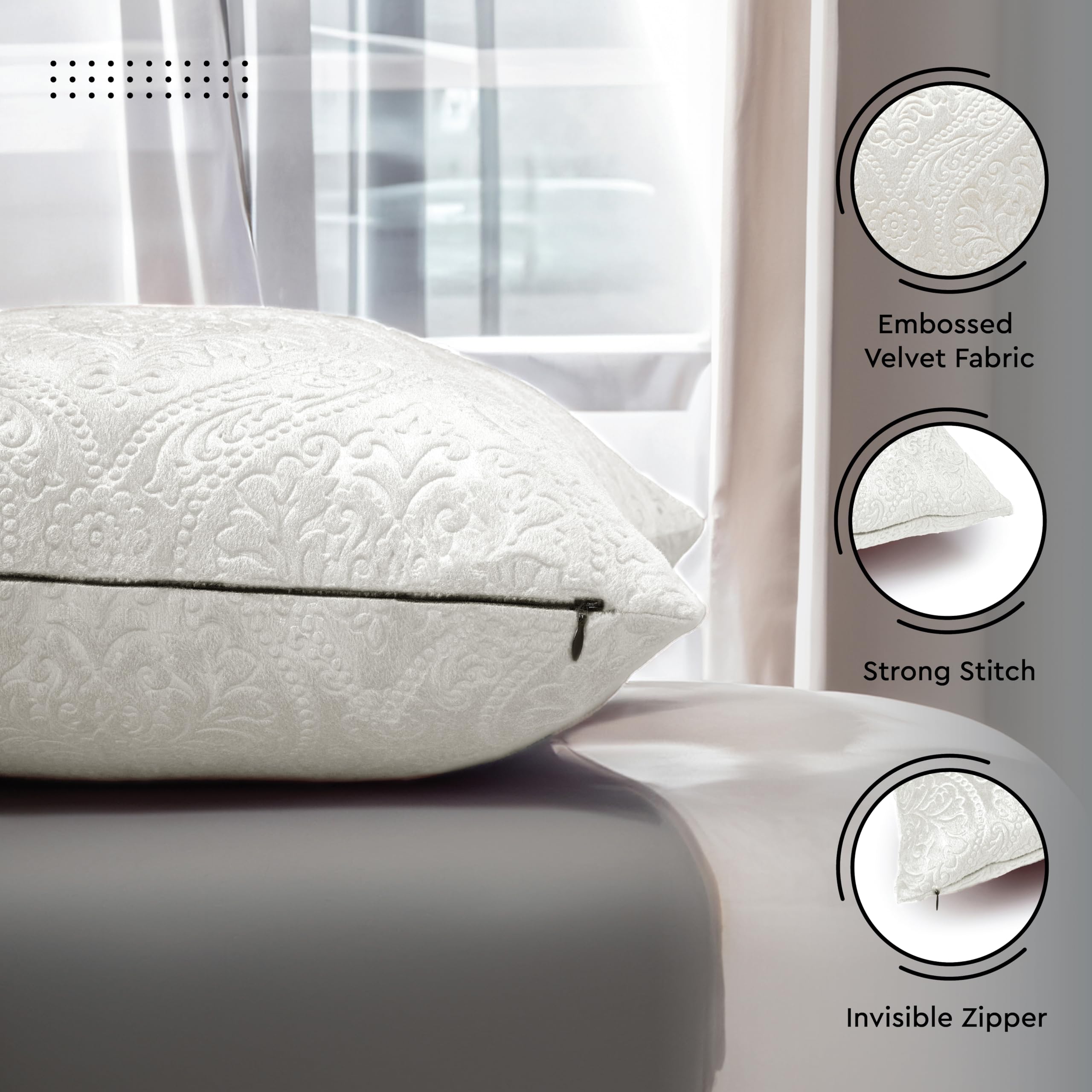Encasa XO Luxury Embossed Velvet Cushion Covers, Plush Throw Pillow Covers For Elegant Living Rooms & Bedrooms - Image 4