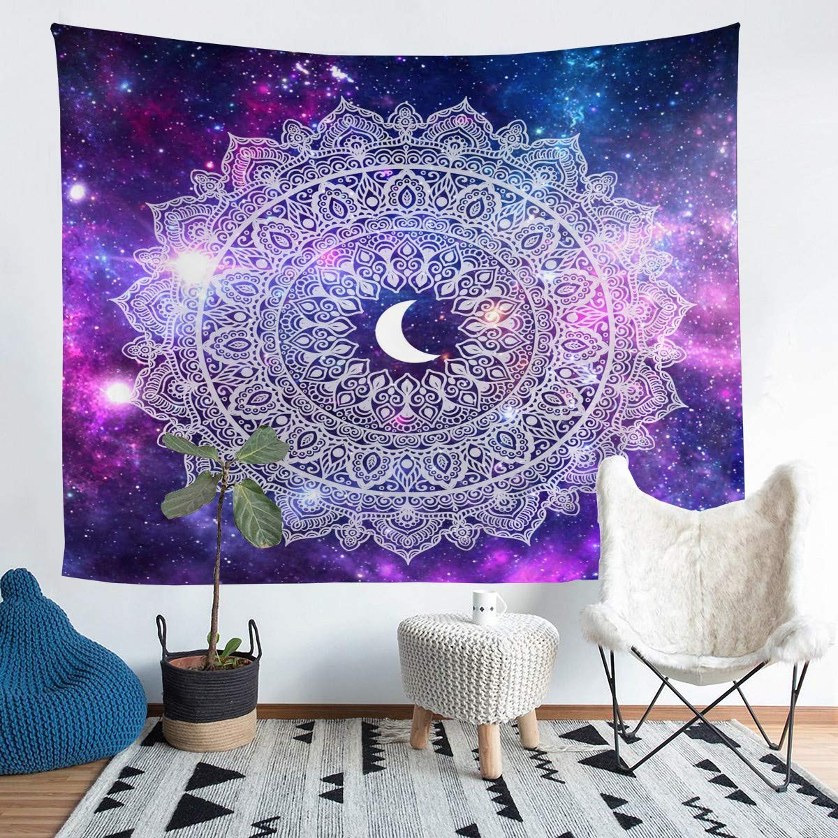 Arazzo Parete Sole E Luna Boho Con Farfalle - 130x150 Cm - Loussiesd - 4