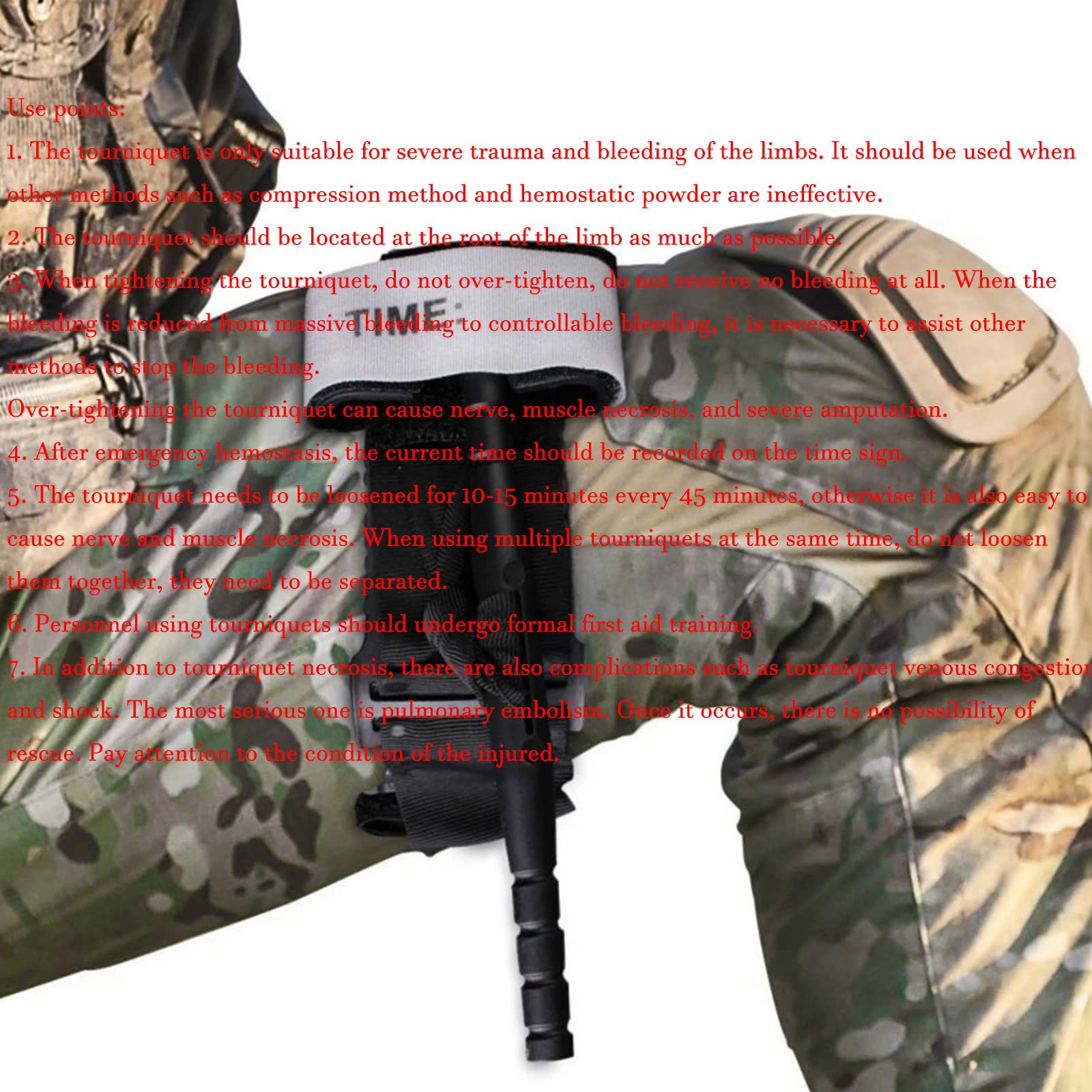 Torniquetes con una Mano,Botiquín de Primeros Auxilios para hemorragias de Emergencia, Torniquete Militar Adecuado para Acampar Deportes al Aire Libre,Senderismo y Montañismo,15pcs,37in（95cm）