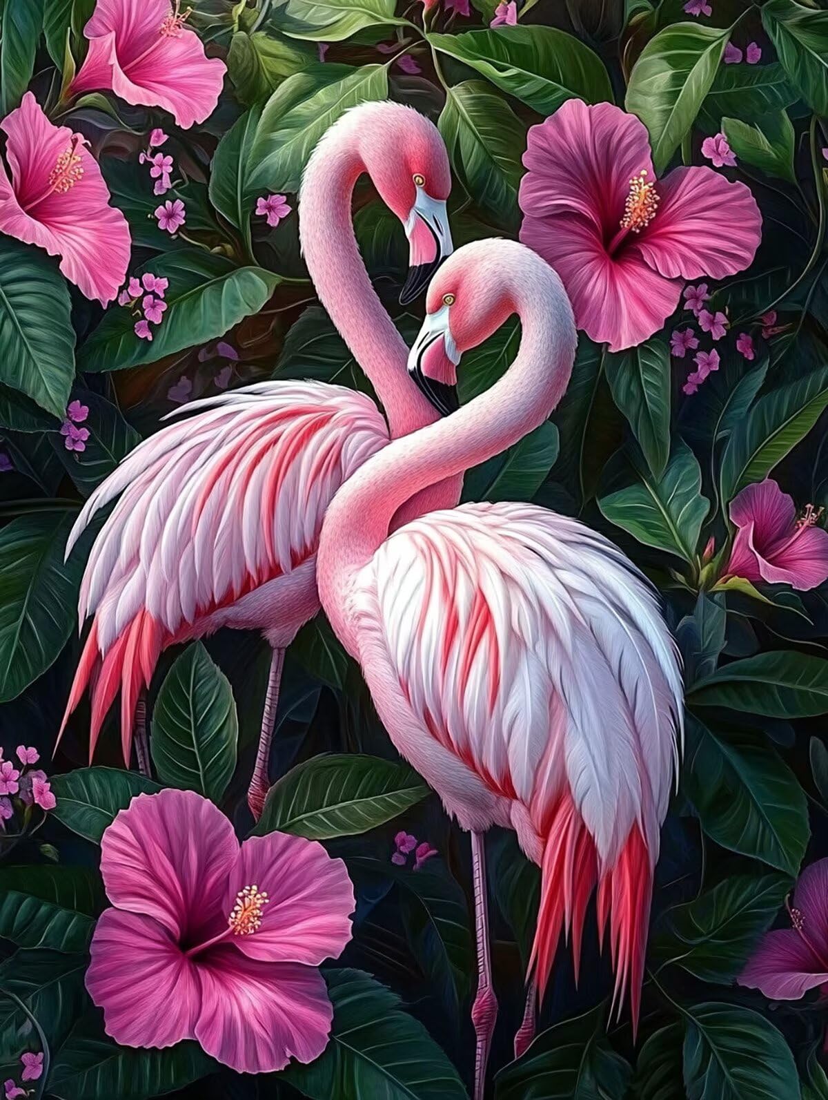 Dipingere con i Numeri Flamingo, Paint by Numbers Adulti Fiore, Fai da te Creativi Adulti Quadri da Dipingere Numerati Kit per Decorazione Della Parete di Casa, Regalo 100x135 cm Senza Cornice 94-N
