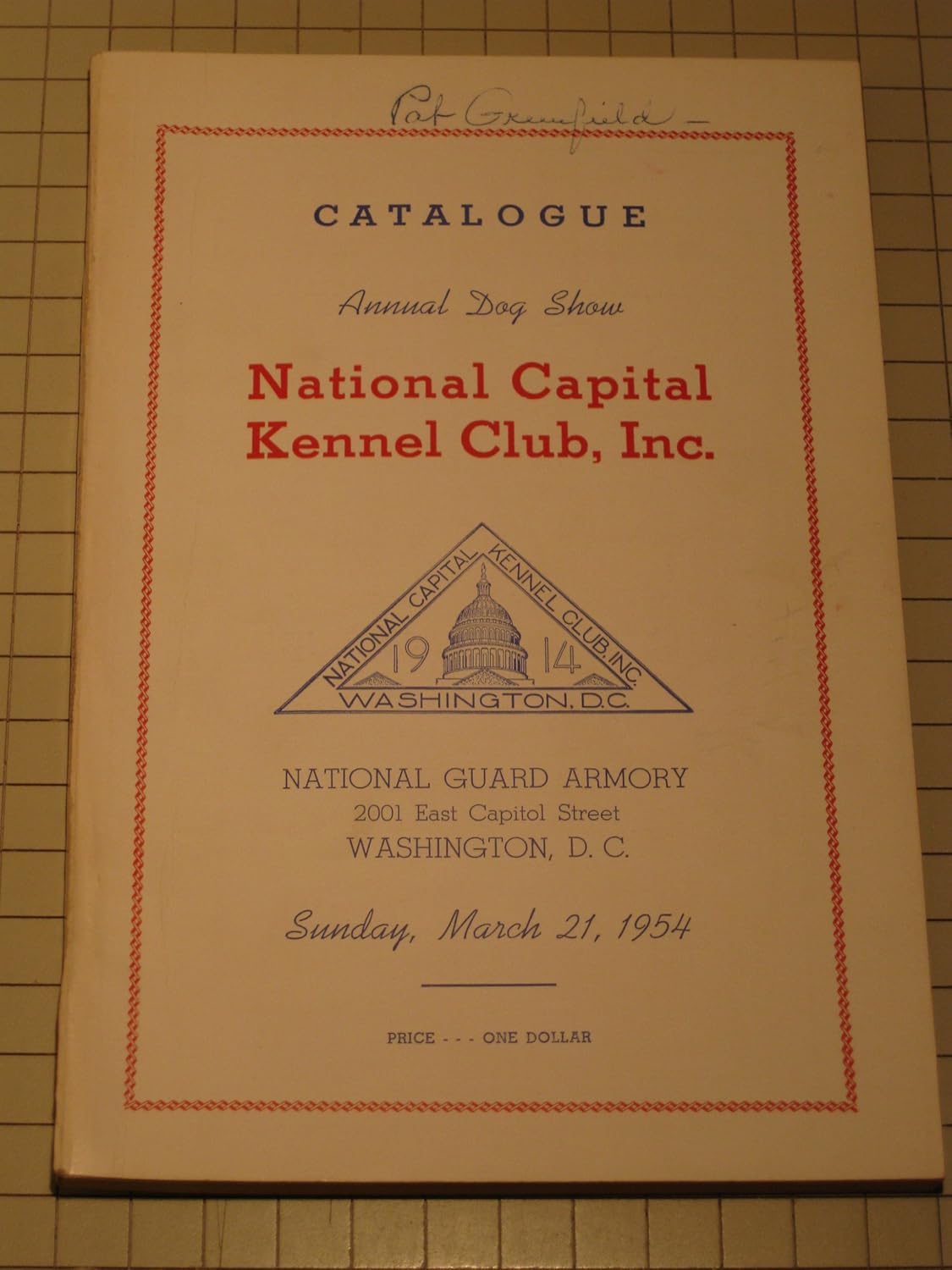 1954 National Capital Kennel Club Dog Show Catalogue John Anderson