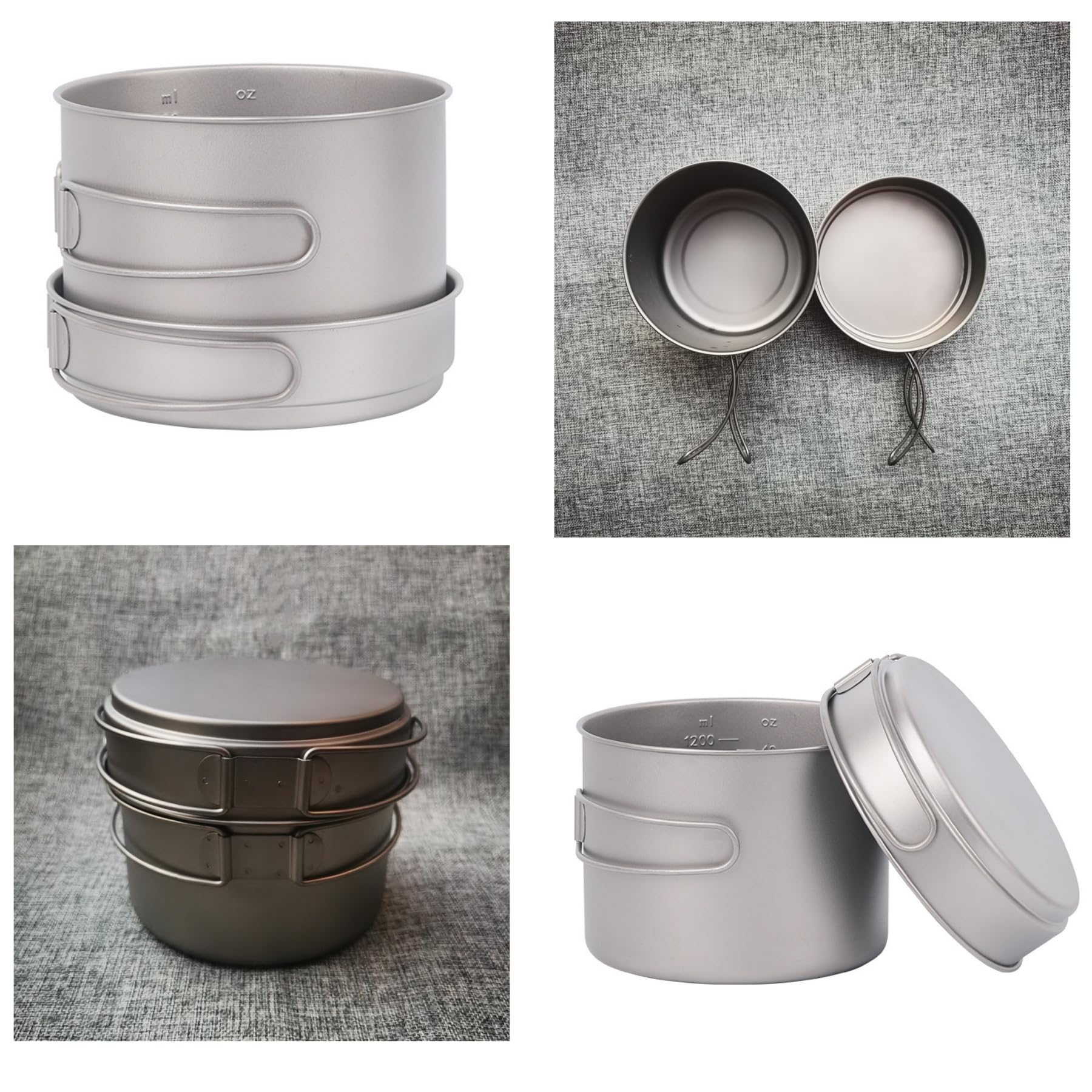 Amazon.co.jp: チタン製キャンプ用調理器具セット - 1600MLポット 