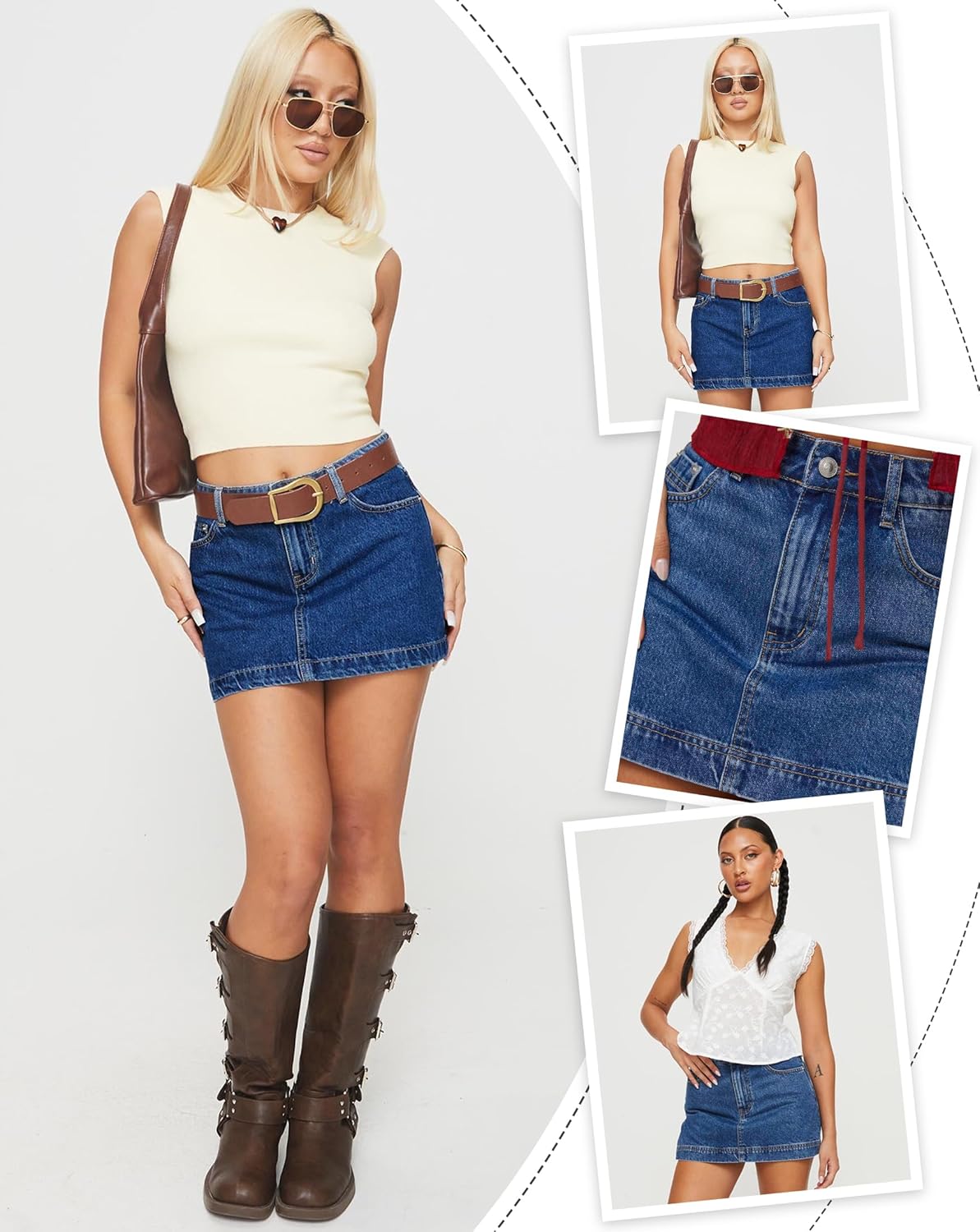 IWD Jean Skorts for Woman 2026 Trendy High Waisted Y2k Mini Skirt Stretchy Denim Shorts Skort Country Concert Outfits - Image 5