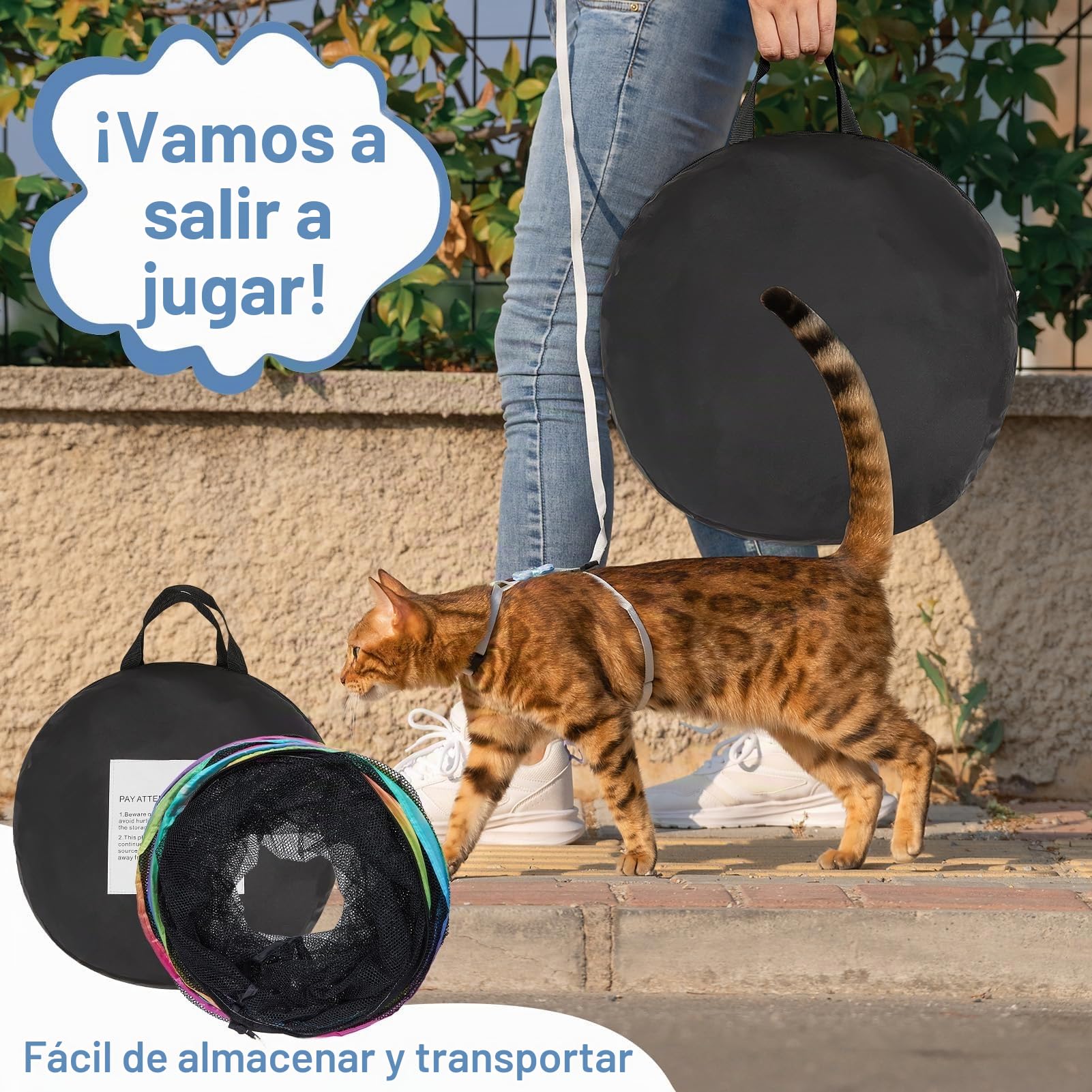Carpas para Gatos de Interior y Exterior,Tienda Plegable con Túneles, Recinto Portátil para Mascotas,Incluye 2 Tiendas