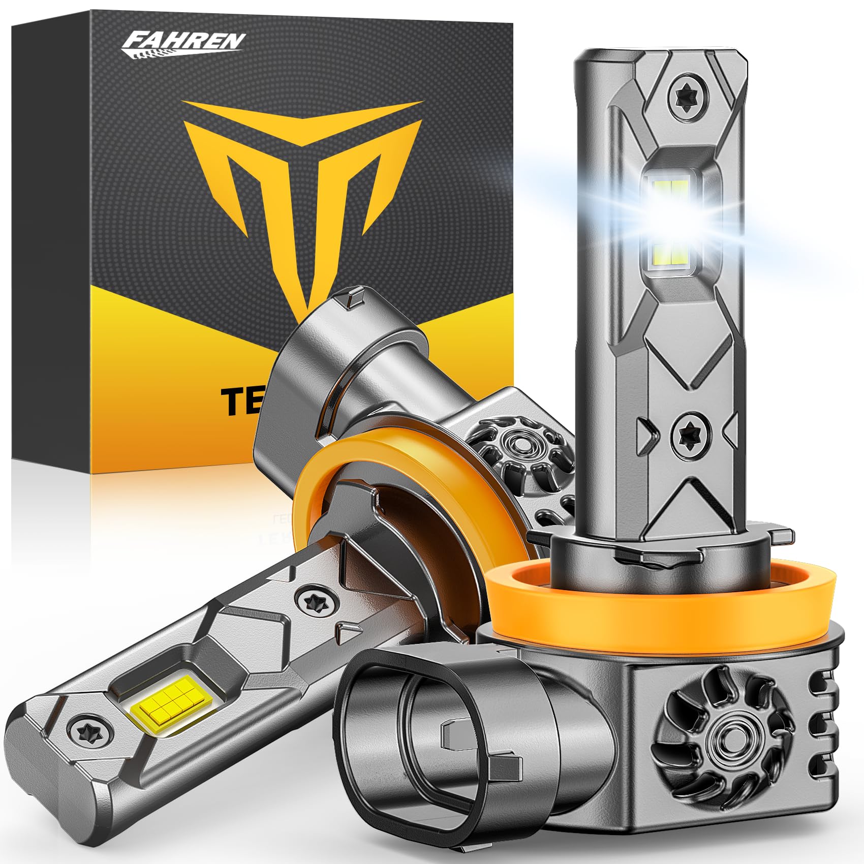 Termitor 2026 Upgraded & Morden H11/H9/H8 LED Bulb, 106000LM 1400% Ultra-Bright Real 1:1 Mini Size H11 H9 H8 Fog Light, 6500K 75000+ Lifespan Quick Install, Headlight Bulb Retainers Pack of 2