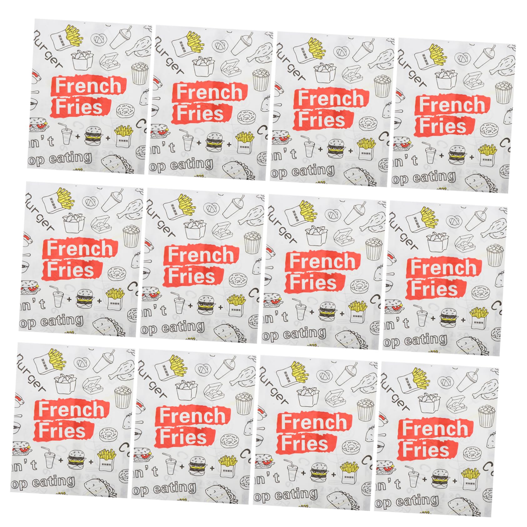 Bolsas de Papel Desechables para Patatas Fritas 300 Unidades | Envoltorio para Merienda y Bocadillos, Papel Antigrasa, Formato Temporal para Snacks y Frituras