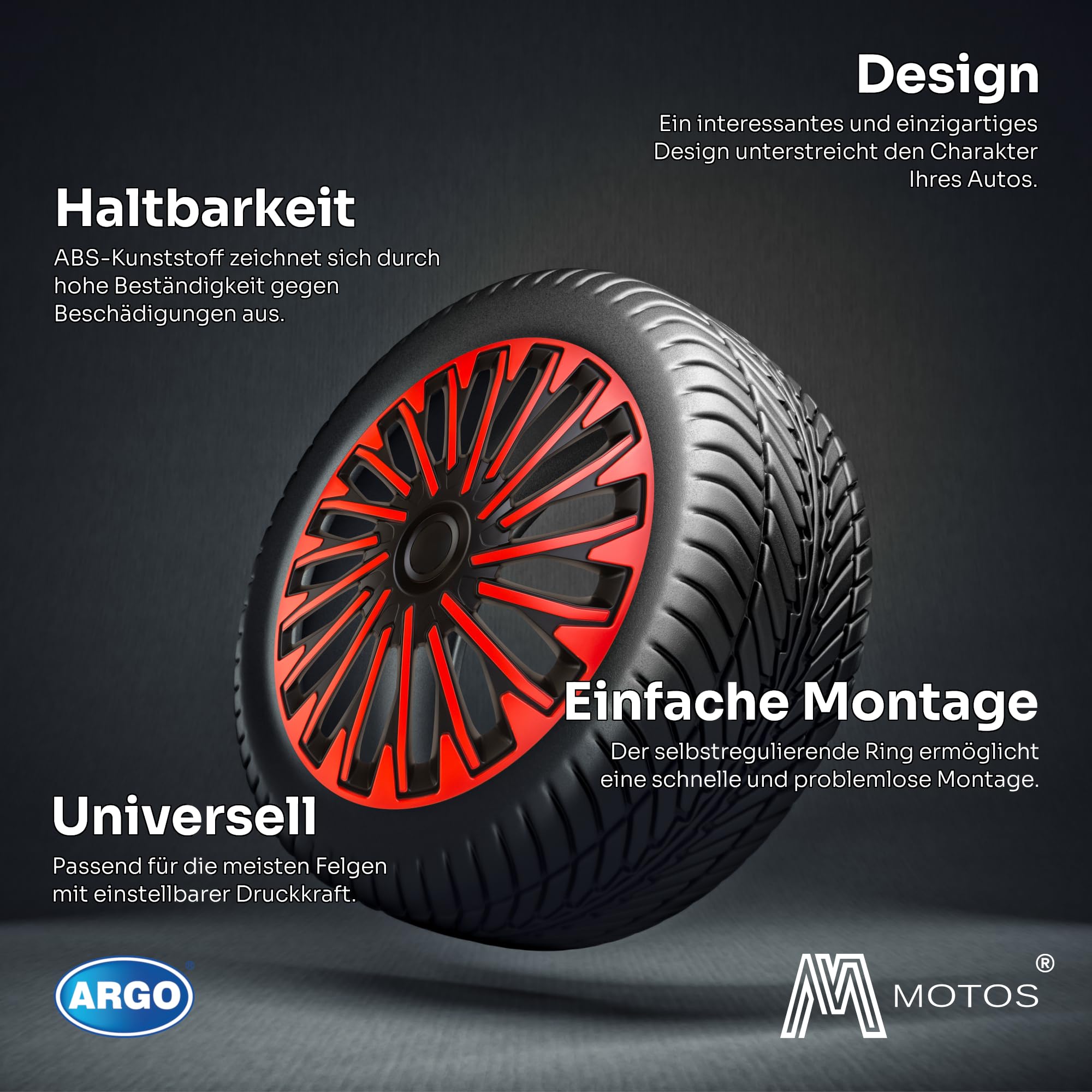 M MOTOS Jeu de 4 enjoliveurs 15 Pouces - Riez des Rayures avec Ces enjoliveurs 15 Pouces Souples et légers. Facile à Installer, Aucun Outil nécessaire, Protection Contre la décoloration!