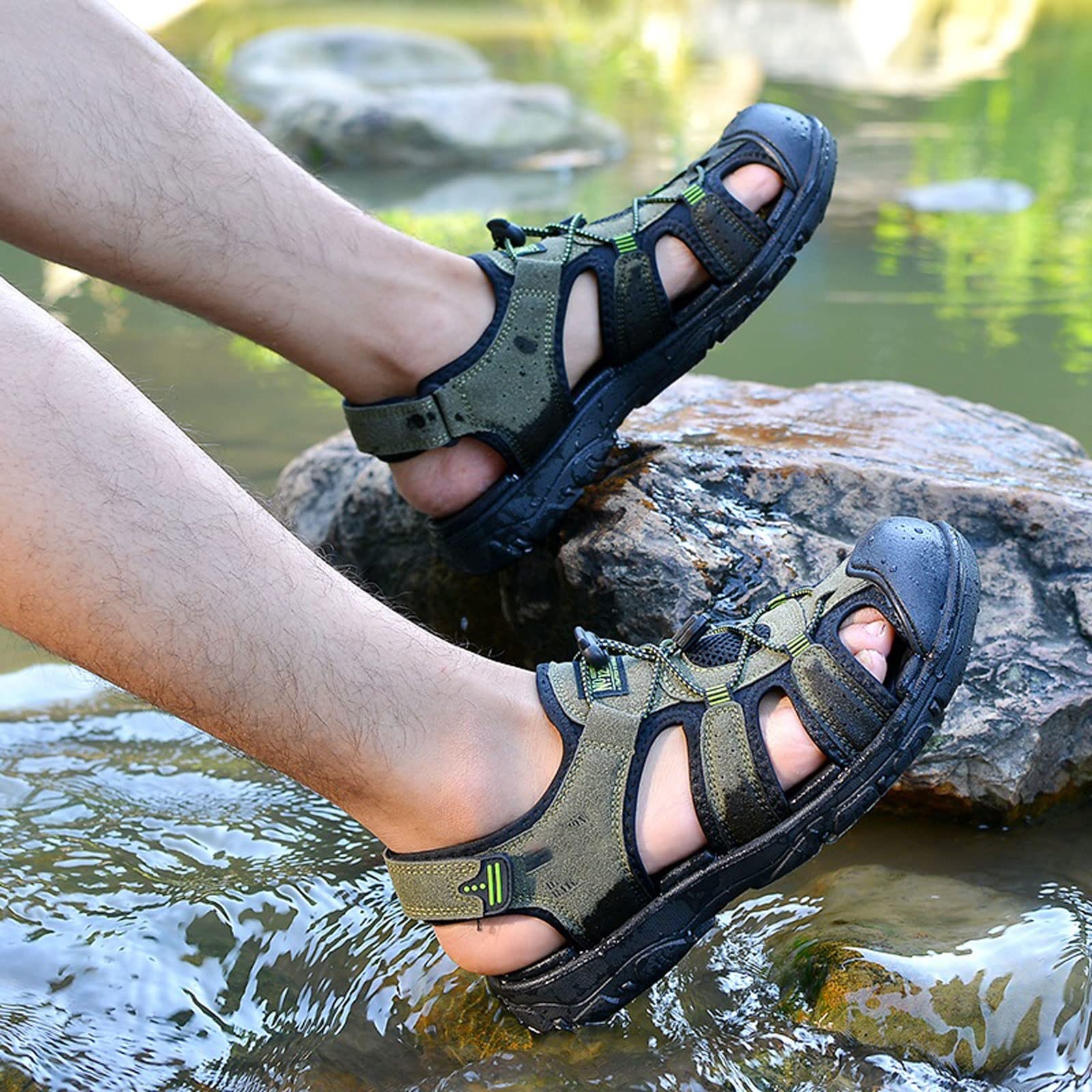 RXZCHH Sandalias para Hombre Sandalias para Hombre Zapatos de Playa Antideslizantes para el hogar de Cuero de Verano Zapatos Informales Deportivos Zapatillas Transpirables para Hombre