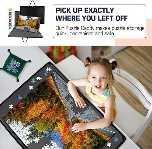 Miniatura 7 de Tablero de rompecabezas de 1500 piezas, tablero de rompecabezas portátil, tapete de rompecabezas con 1 bolsa de asa, 2 bandejas de clasificación y 6