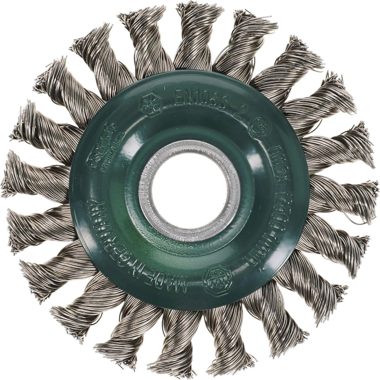 Osborn gezopfte Rundbürste (gezopfter Draht, 125 mm, Stahldraht, 27,5 mm Besatzlänge, 13 mm Arbeitsbreite, für gängige Winkelschleifer, Industriebürste, Werkzeug Zubehör) 2202631351