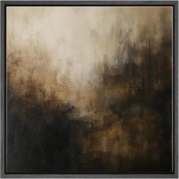 SIGNWIN Framed Canvas Print Wall Art Moody Earth Tone Abstract Gradient Illustrations Modern Art Decorative Minimal Zen for Living Room, Bedroom, Office - 24"x24" Black