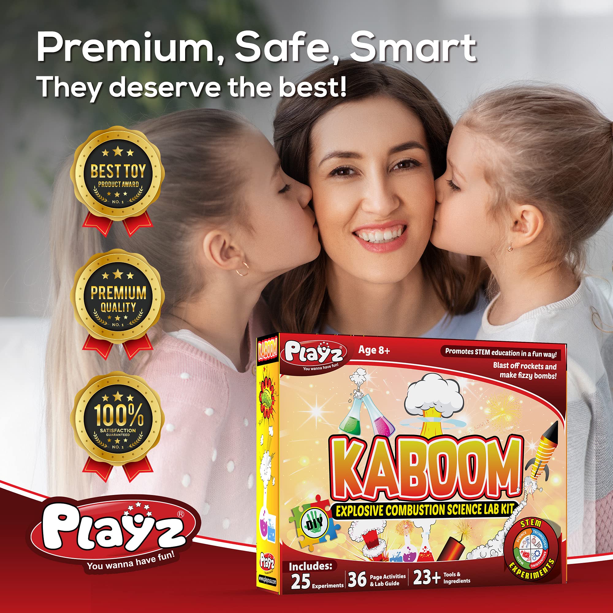 Playz Kaboom! Explosive Science Kit for Kids Age 812 with 25+ Chemical