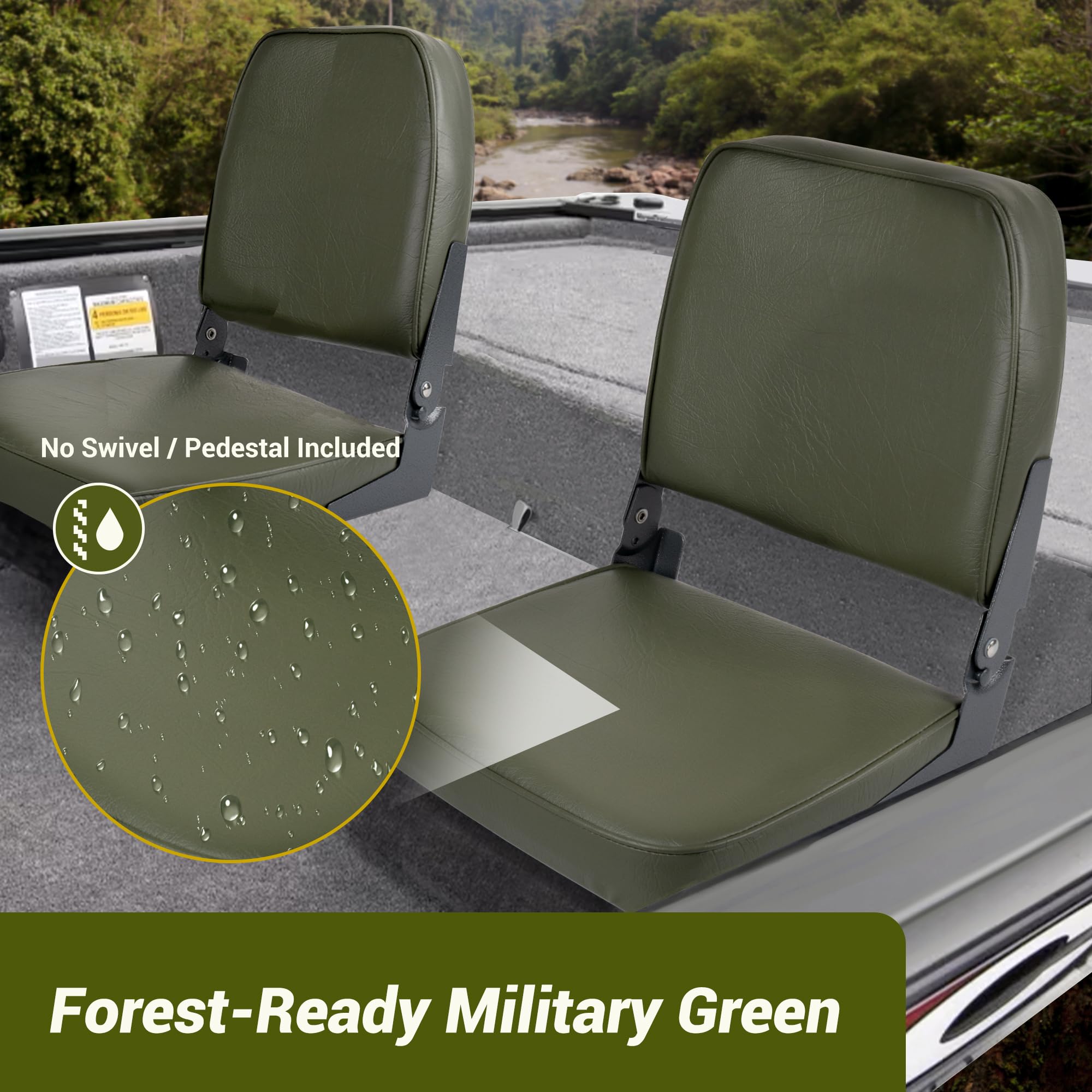 Boat Seats 2 Pack,Folding Low Back Bass Boat Seat,Pair Seats for Jon Fishing Boat with Stainless Steel Screws