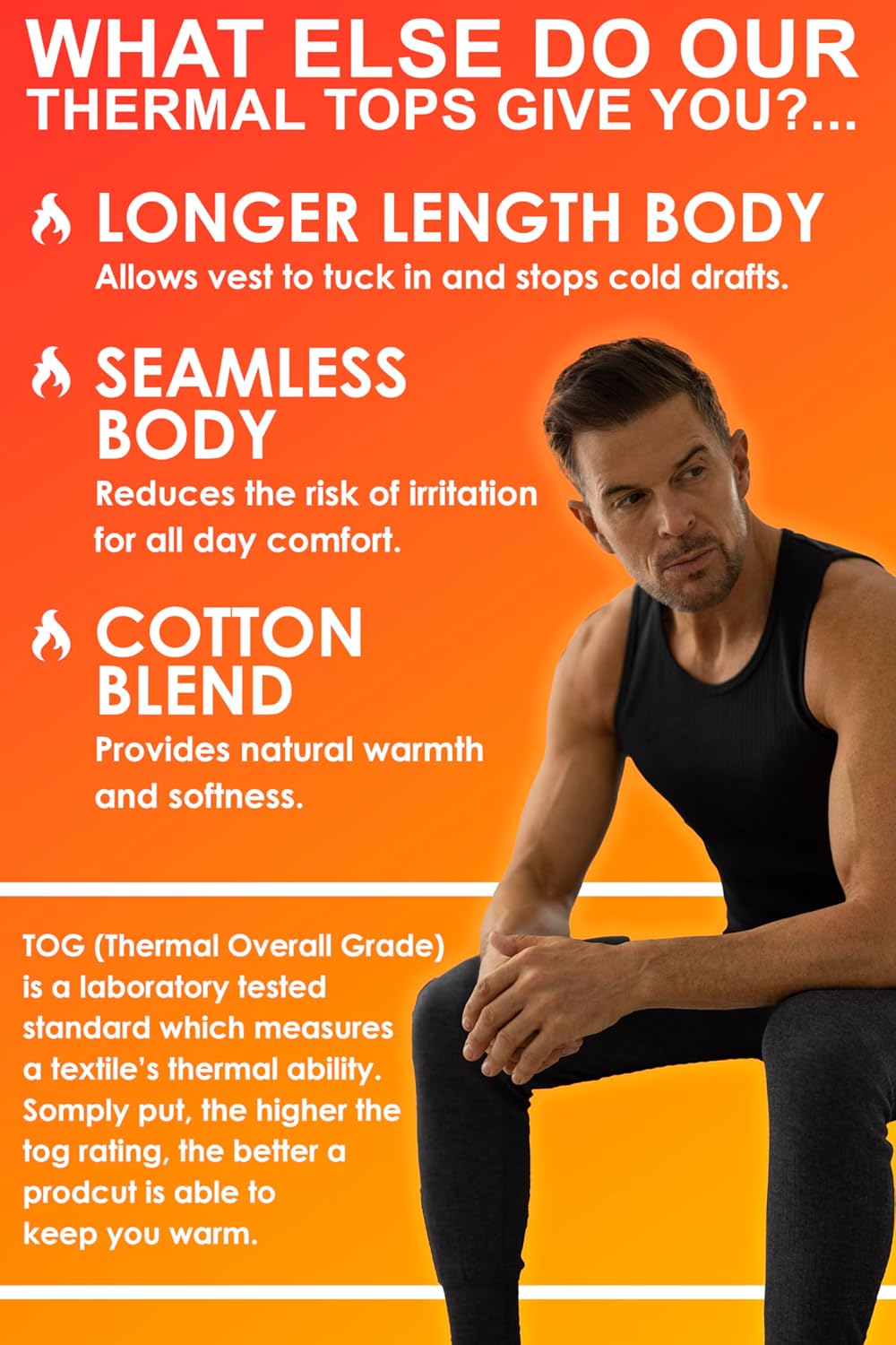 HEAT HOLDERS - Mens Cotton Winter Fleece Thermal Underwear Sleeveless Top Vest (Large, White)