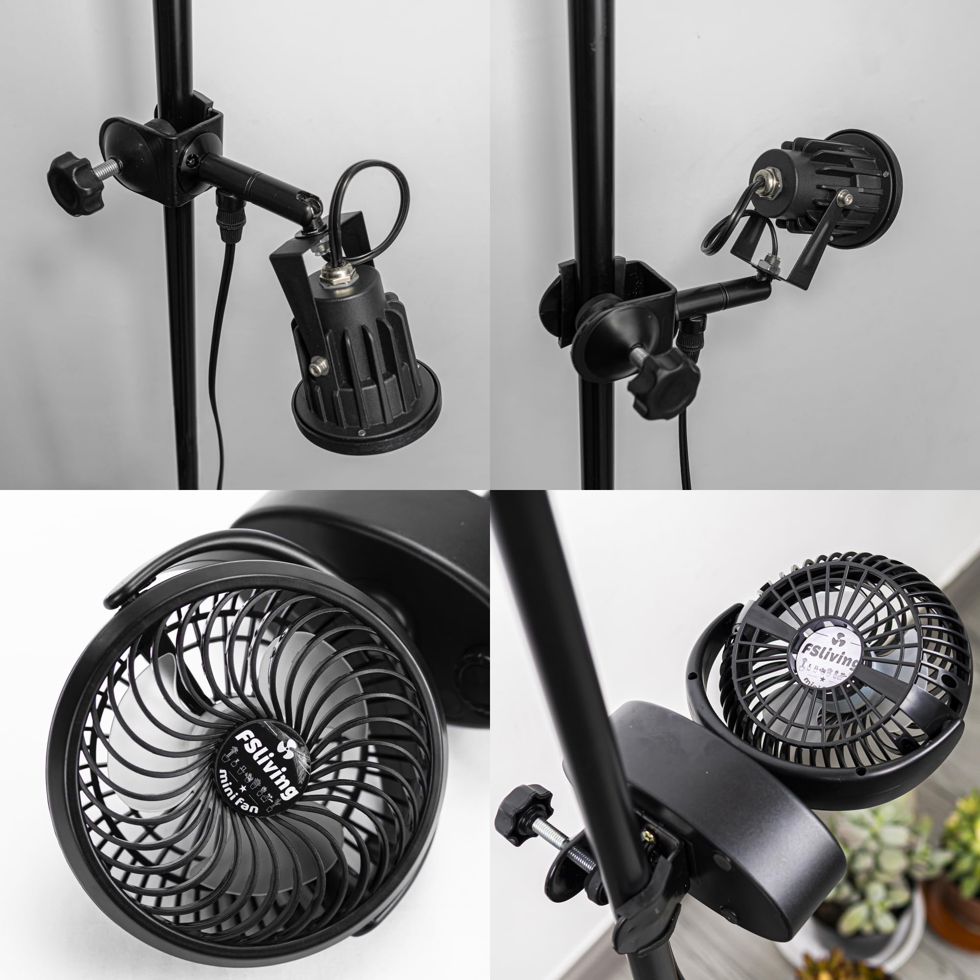 Pflanzenlampe mit Schwenkarm,Clip Grow Light und Clip ventilator grow mit Flexibler Schwanenhals, 9/12/15H Timer für kleine Pflanzen Zimmerpflanzen Samen TD0680-ZW