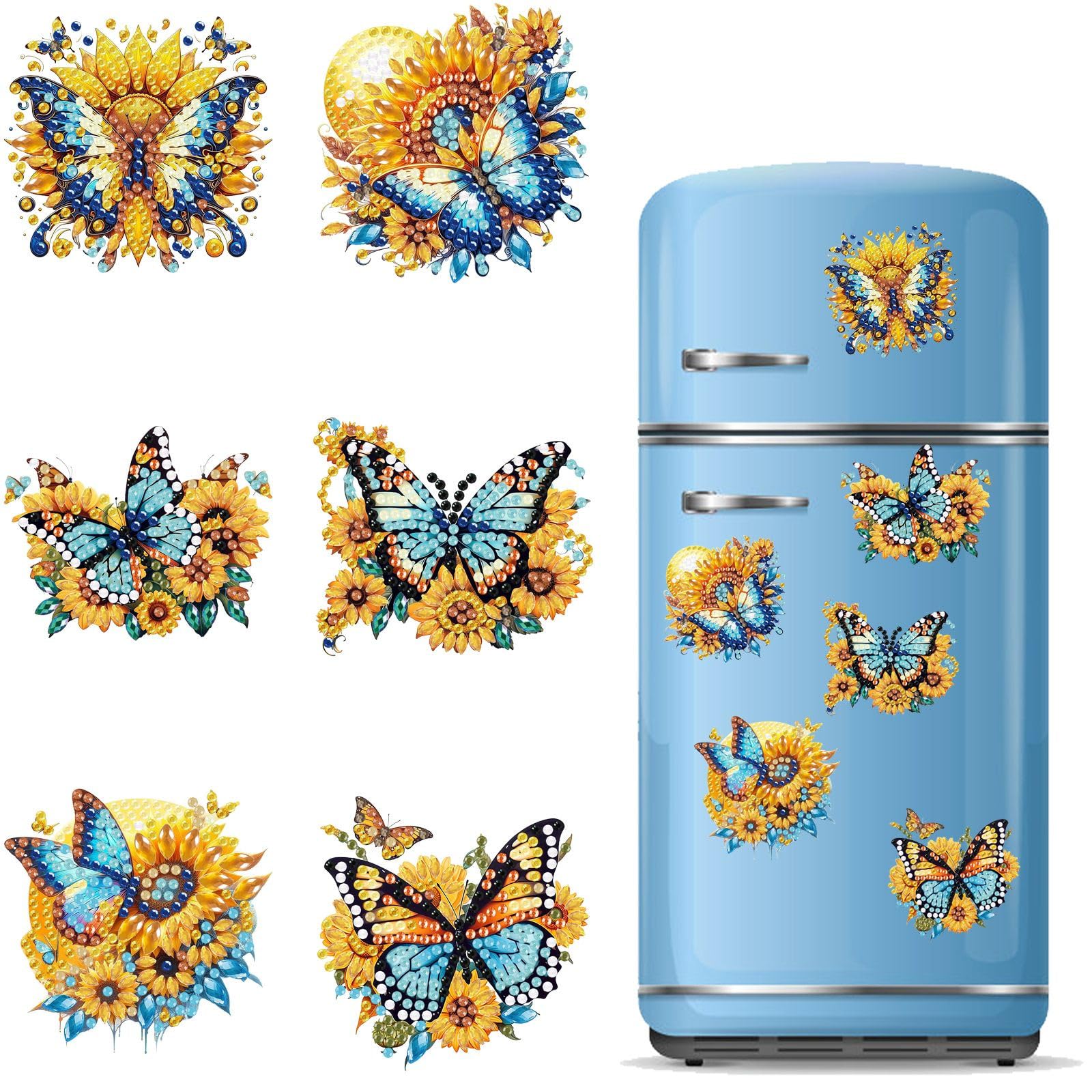 Kit DIY Peinture Diamant Aimants Frigo - 5 Ou 6 Motifs, Diamants 5D, Inclut Outils, Décoration Créative Maison
