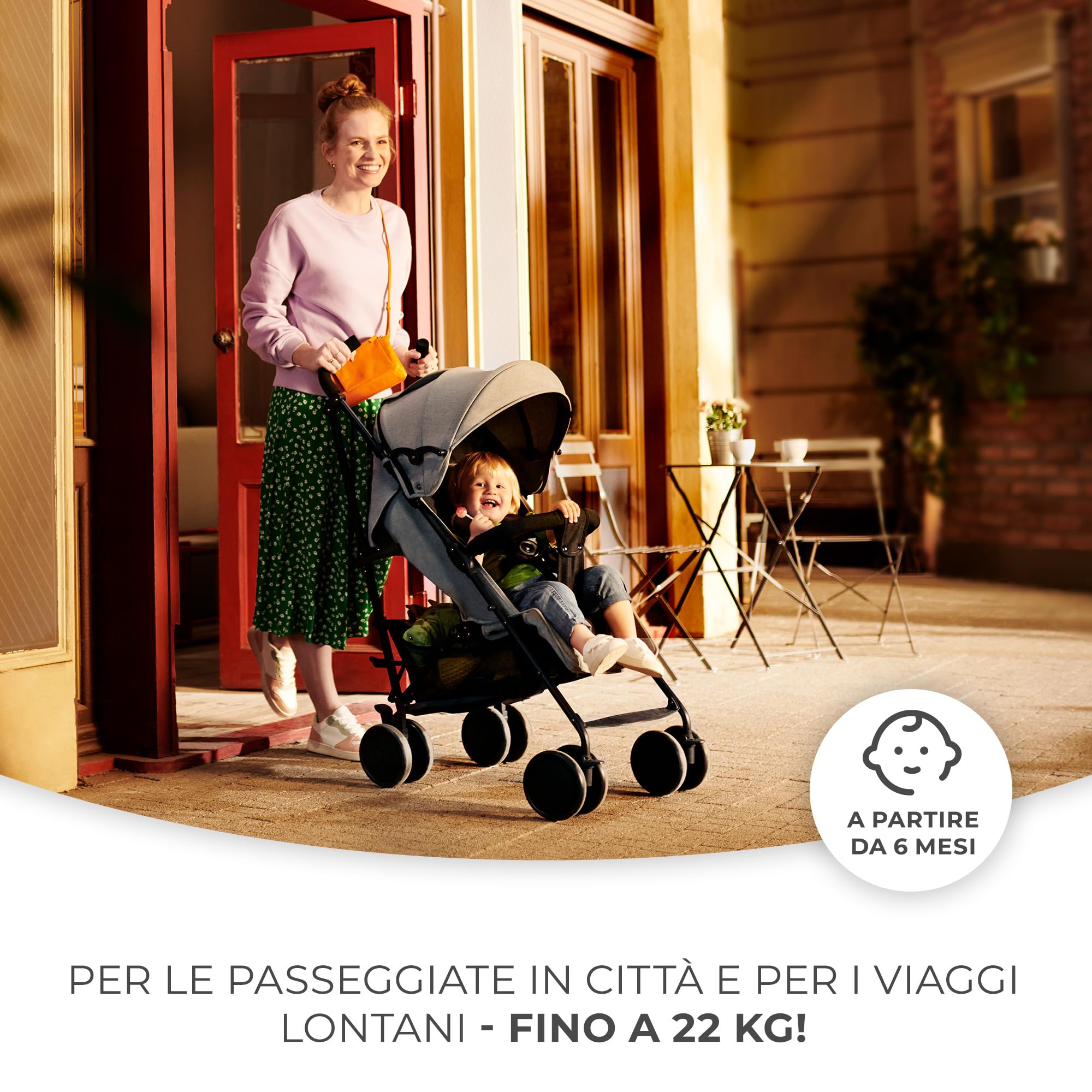 kk Kinderkraft Passeggino Leggero SIESTA, Pieghevole Veloce Compatto, Schienale reclinabile, Barra di sicurezza, Posizione Nanna, Accessori, fino a 22 kg, Grigio