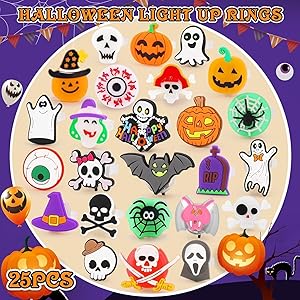 Valentines Bulk Gifts Malhaii Halloween Party Favors, 40 Finger Lights For Kids Halloween Goodie Bag Fillers Basket Pinata Stuffers Light Up Hallo Ween Toys Bulk Party Favor Bag Treats Non Candy Classroom