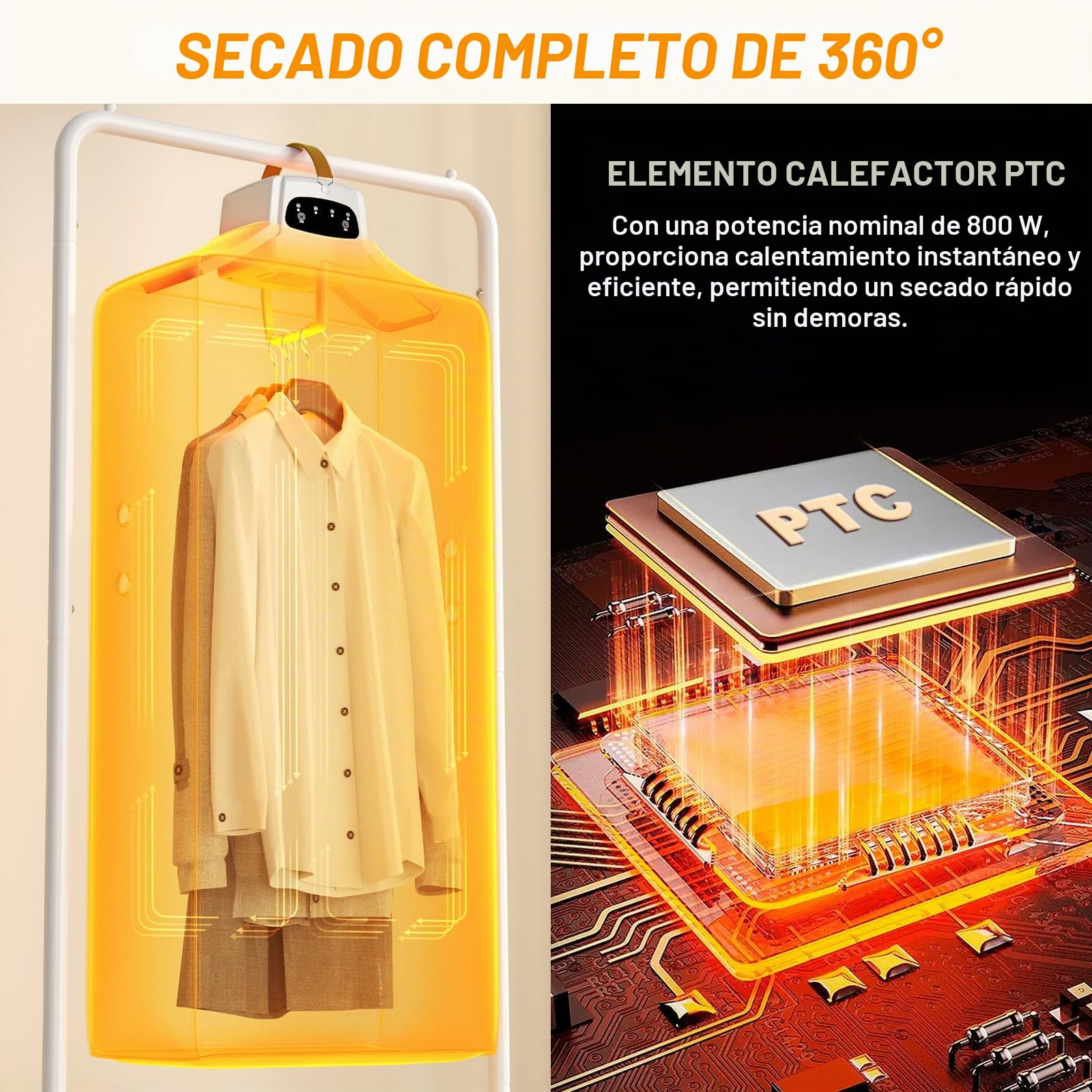 Roadtime Secadora de ropa portátil, 800 W, minisecadora eléctrica con bolsa de lavandería, temporizador de 4H, secadora con calefacción para el hogar, lavandería, viajes, enchufe de la UE (azul)