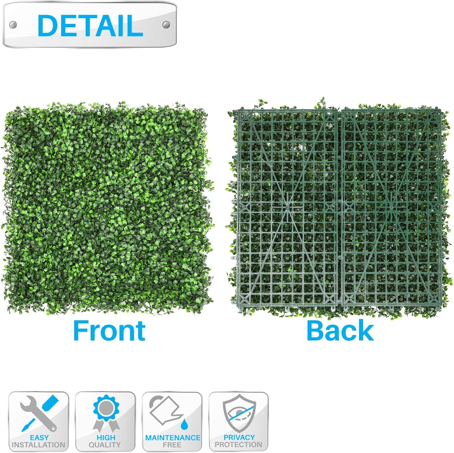 Patio Paradise Artificial Greenery Grass Wall Panels, 20"x20" (6pc) Faux Grass Boxwood Backdrop Fake Ivy Privacy Screen Green Hedge for Indoor Outdoor Décor, Boxwood