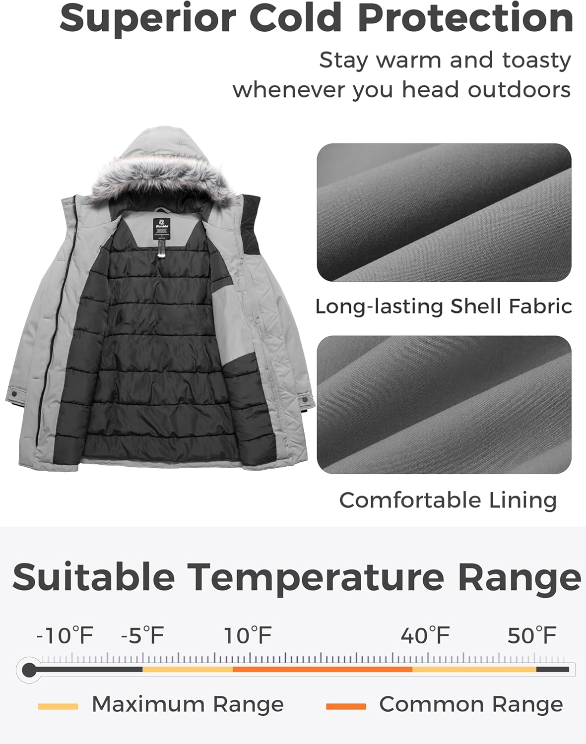 wantdo Plus Size Winter Coats for Women Thick Parka Jacket with Hood - Image 3