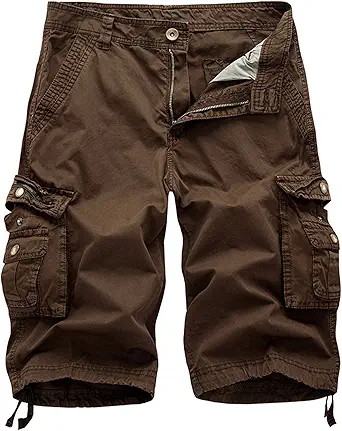 AOYOG Men's Camo Cargo Shorts Relaxed Fit Multi-Pocket Outdoor Camouflage Cargo Shorts Cotton