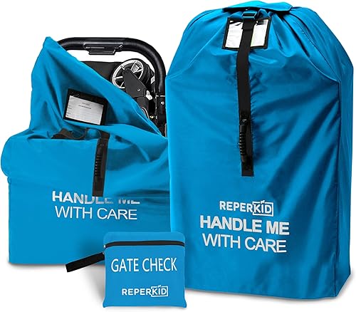 reperkid Bolsa de cochecito mediana para viajes en avión, azul, 42 pulgadas de alto x 26 pulgadas de ancho x 13 pulgadas de profundidad, se adapta a