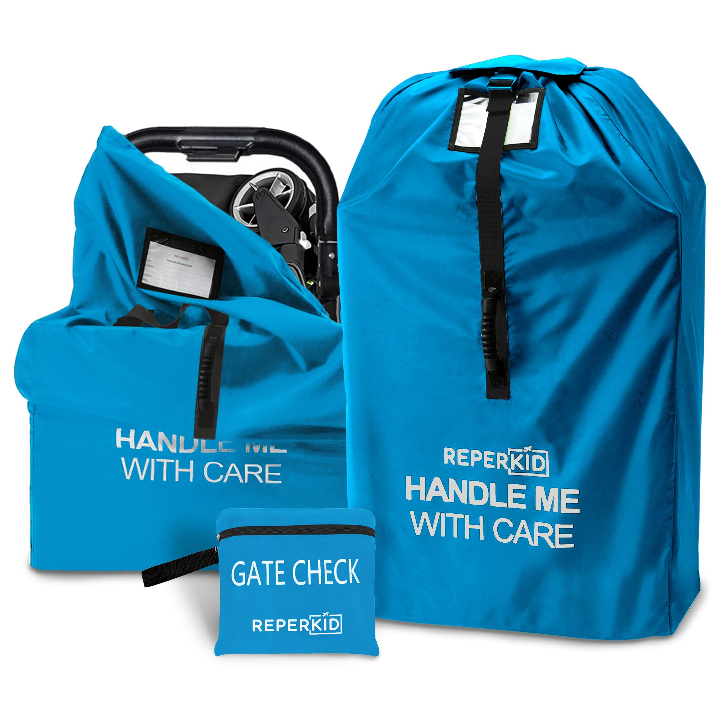 reperkid Medium Stroller Bag for Airplane Travel, Blue, 42" H x26 W x13 D, Fits Most Single Strollers Including Jogging & Standard Models – Premium