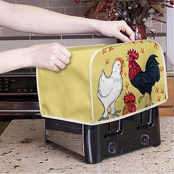 Poceacles Daisy Bees Designs Black Toaster Cover For Kitchen Office, 4 Slice Toaster Cover Appliance Cover Toaster Dust & Fingerprint Protection Machine Washable, M