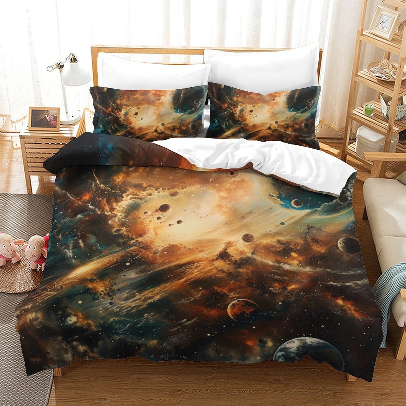 Linge de lit galaxie 200x200 cm anti-plis et facile à laver pour un couchage sain et doux