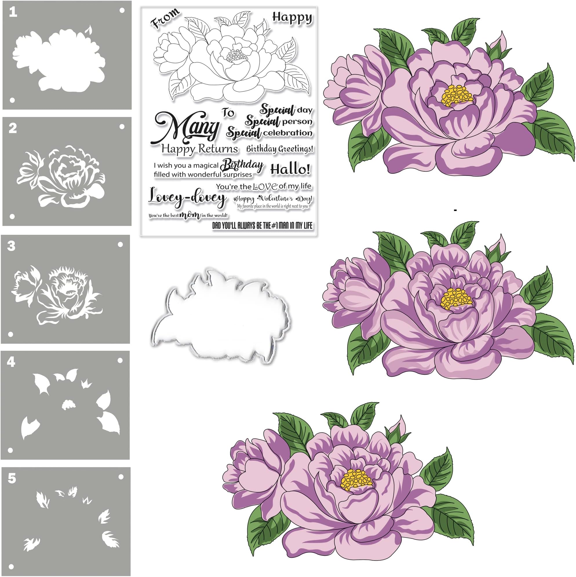 Alinacutle Rose Flower Stamps Die Cut Stencil Set Metal Cutting Die for Handmade Card Making Scrapbooking Album Paper Craft Template