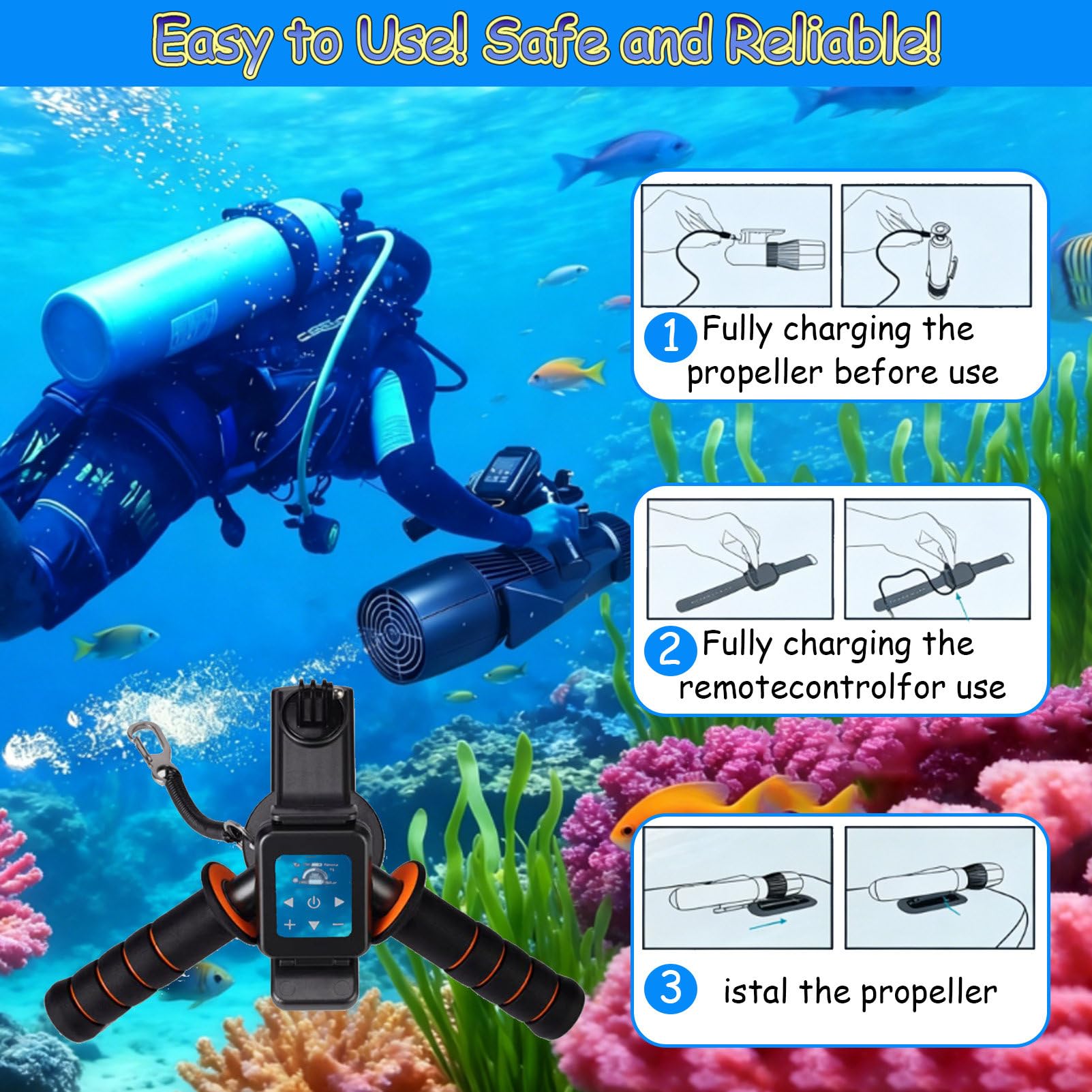 Set di Propulsori Subacquei, Propulsori per Immersioni E Nuoto, Scooter Subacqueo da 500 W/700 W, Attrezzatura Subacquea con Motore Brushless, per Piscina E Mare 500W10000mAh
