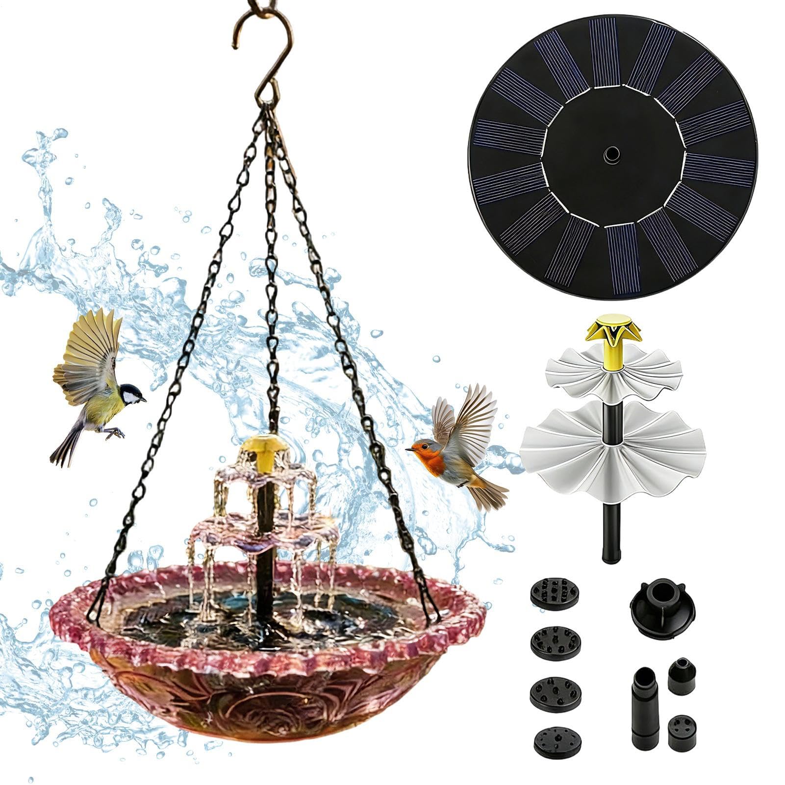 Fontane per da Bagno - Decorativa con Pompa E Spruzzatore - Fontana Solare per Bagno degli | per Attirare e Fringuelli, Arredo Esterno per Giardino Laghetto