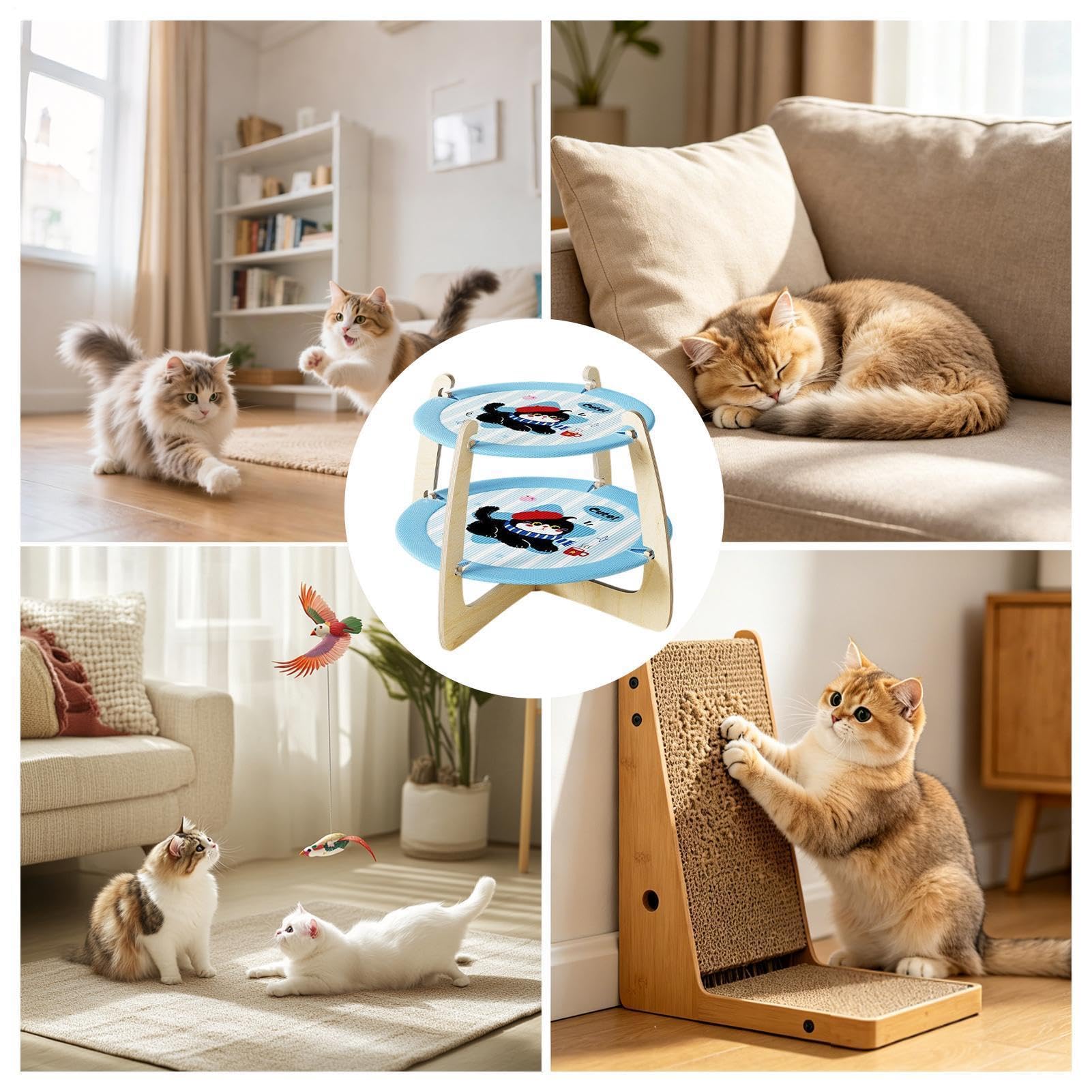 Katzen-Hängematten-Lounge,Katzen-Hängematten-Lounge Anti-Kipp-Kratzbrett | Zweiseitiger Kratz- und Ruheplatz für kleine bis große Katzen Indoor Outdoor Spielbereich