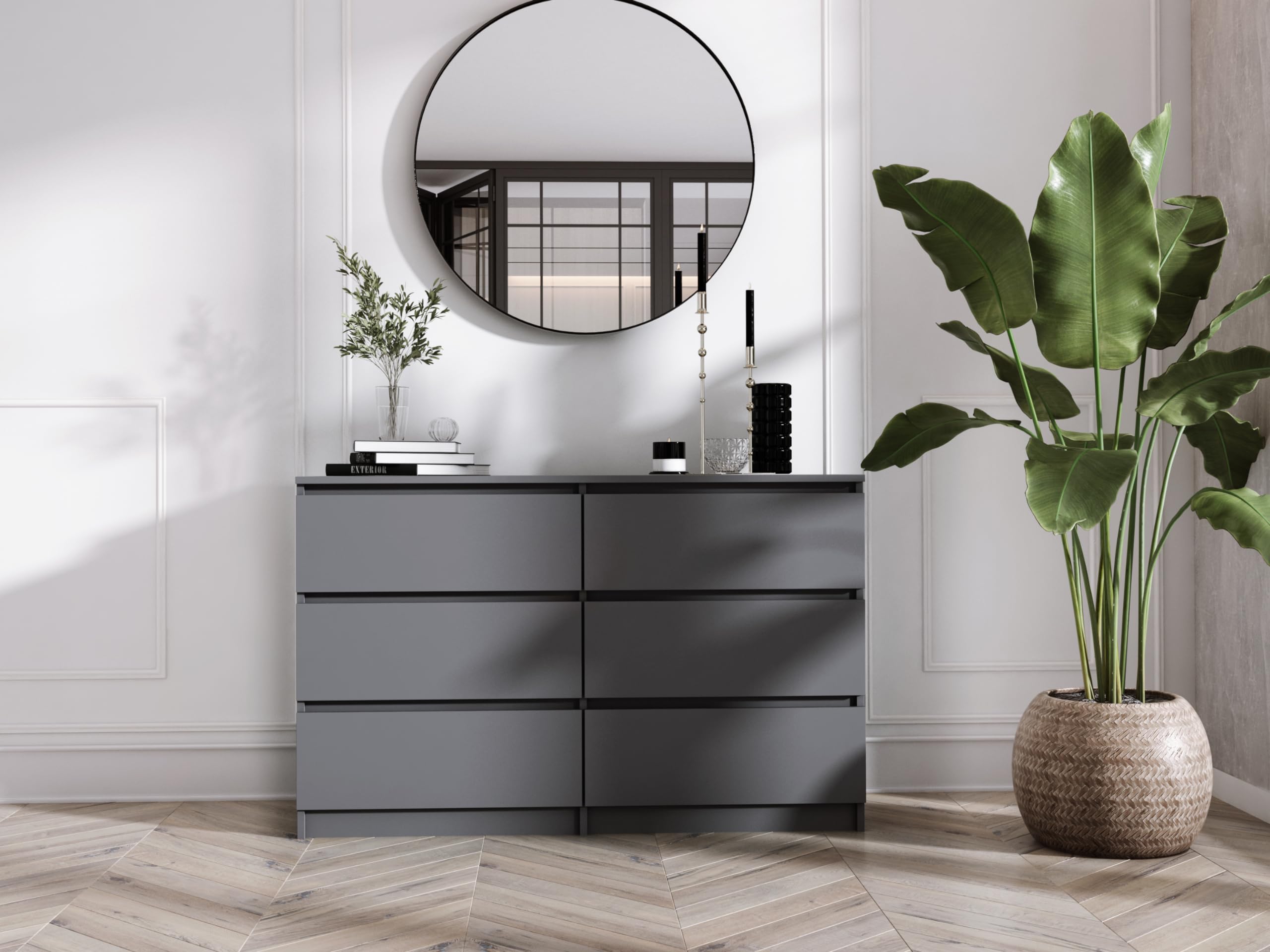 3xE living Cassettiera 6 cassetti 120 cm (Antracite)