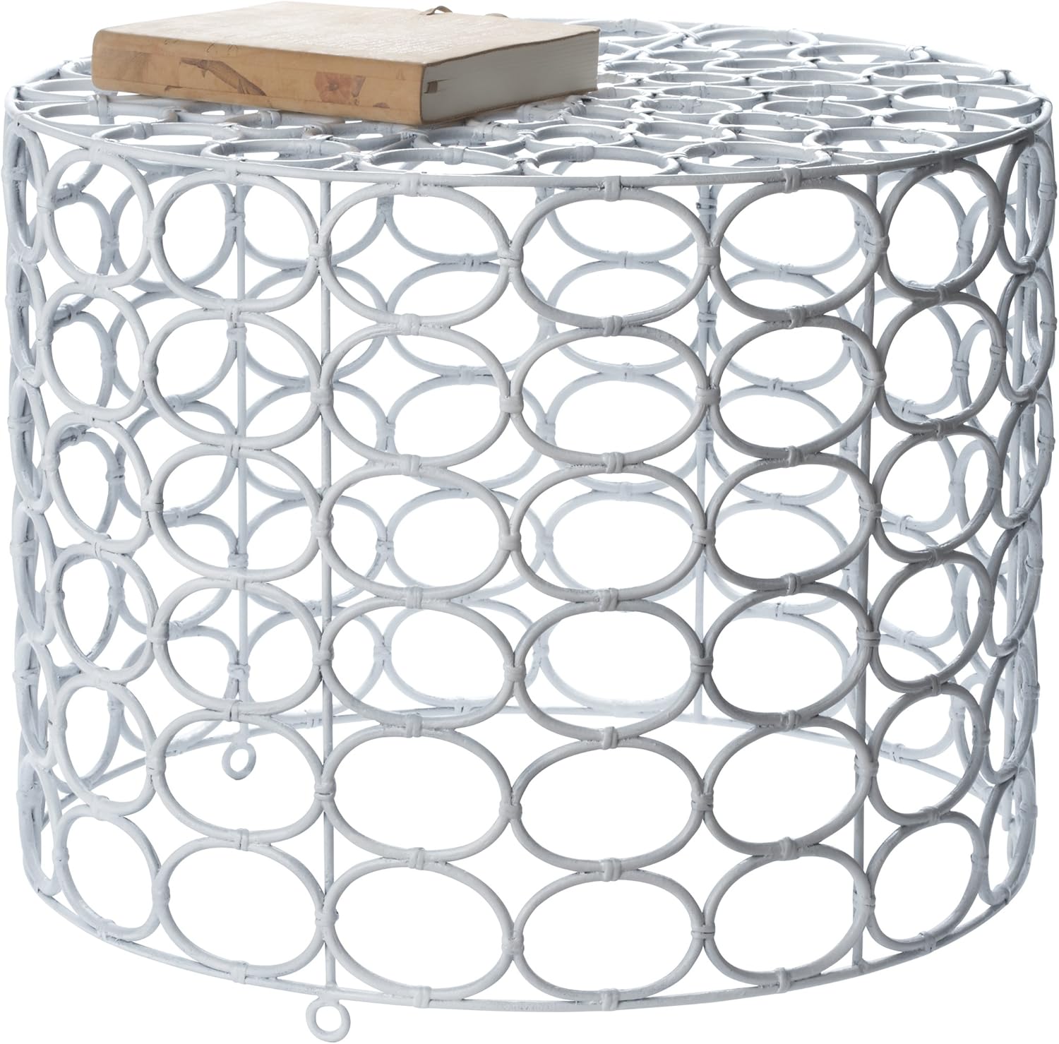 Lazy Susan Oval Ring Side Table, White Patio, Lawn & Garden