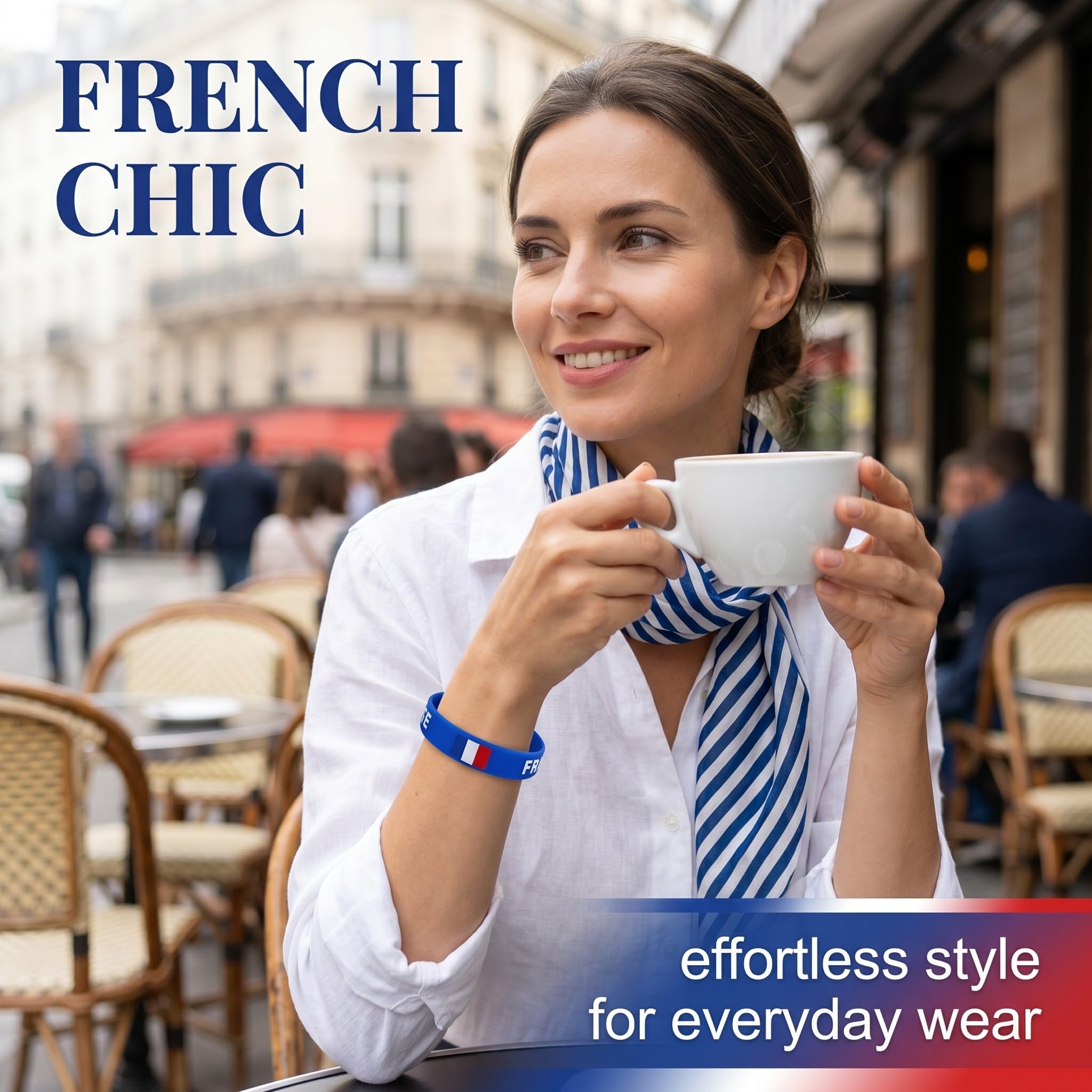 4 Pièces France Bracelet Taille Unique Nylon Bleu Blanc Rouge Élastique Réglable Imperméable Résistant Confortable pour CM Euro Fête Festival Quotidien Sport Hommes Femmes Enfants