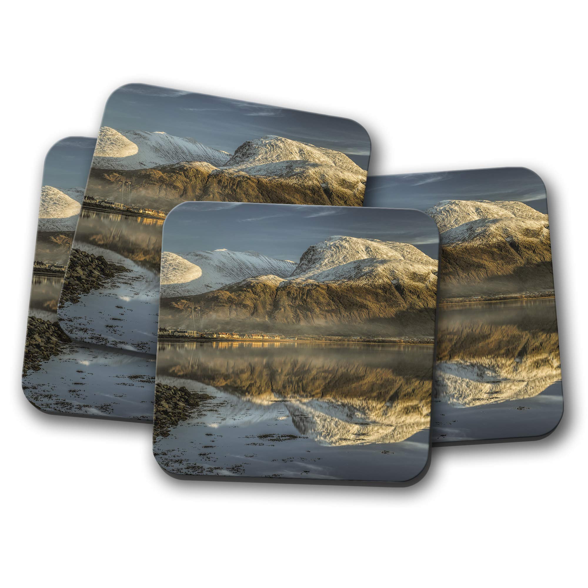 Destination Vinyl Ltd Multicolor 4 Set - Ben Nevis Coaster - Scottish Highland Mountain Scotland #15662